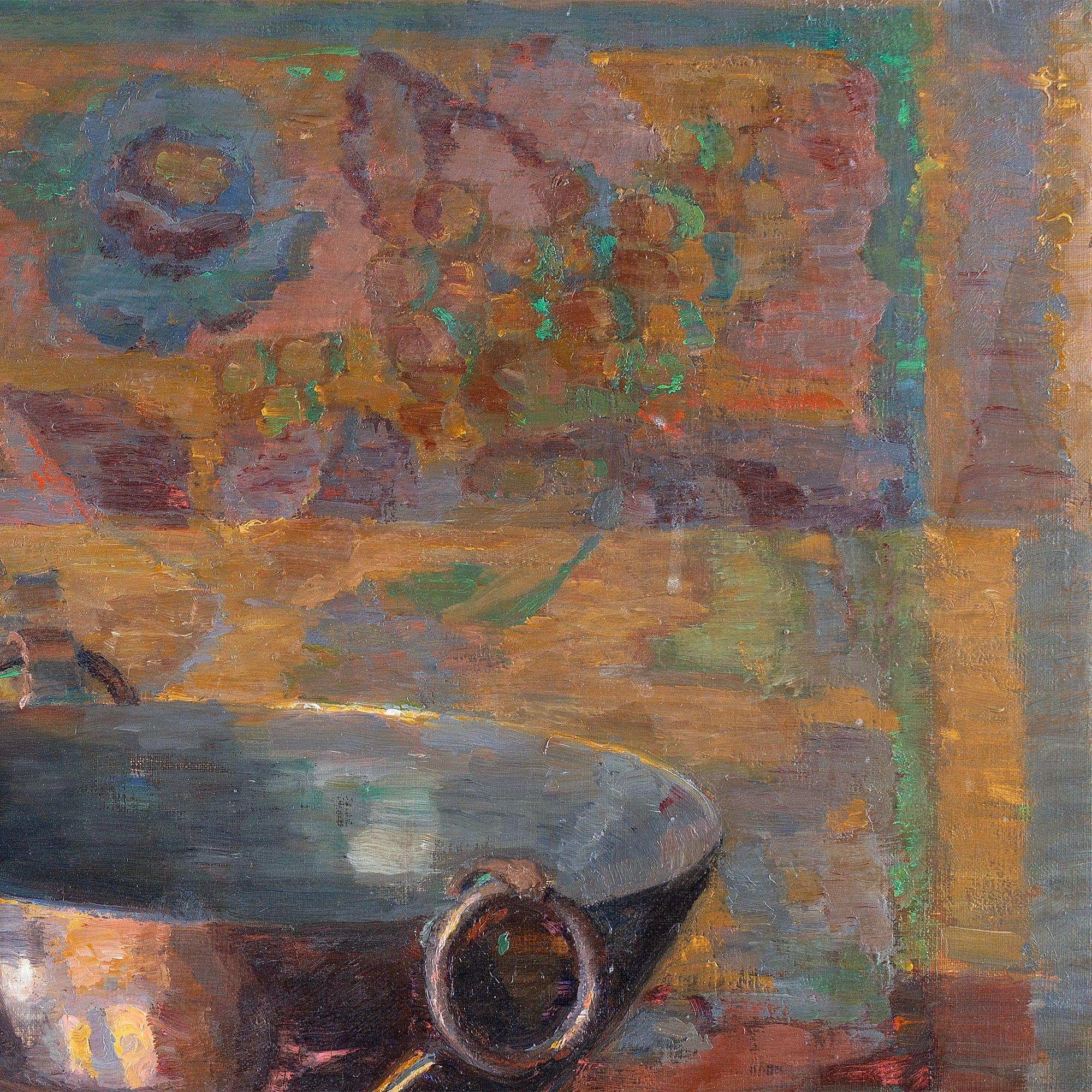Bodil Larsen Rohweder, nature morte avec bol en cuivre, peinture à l'huile 6