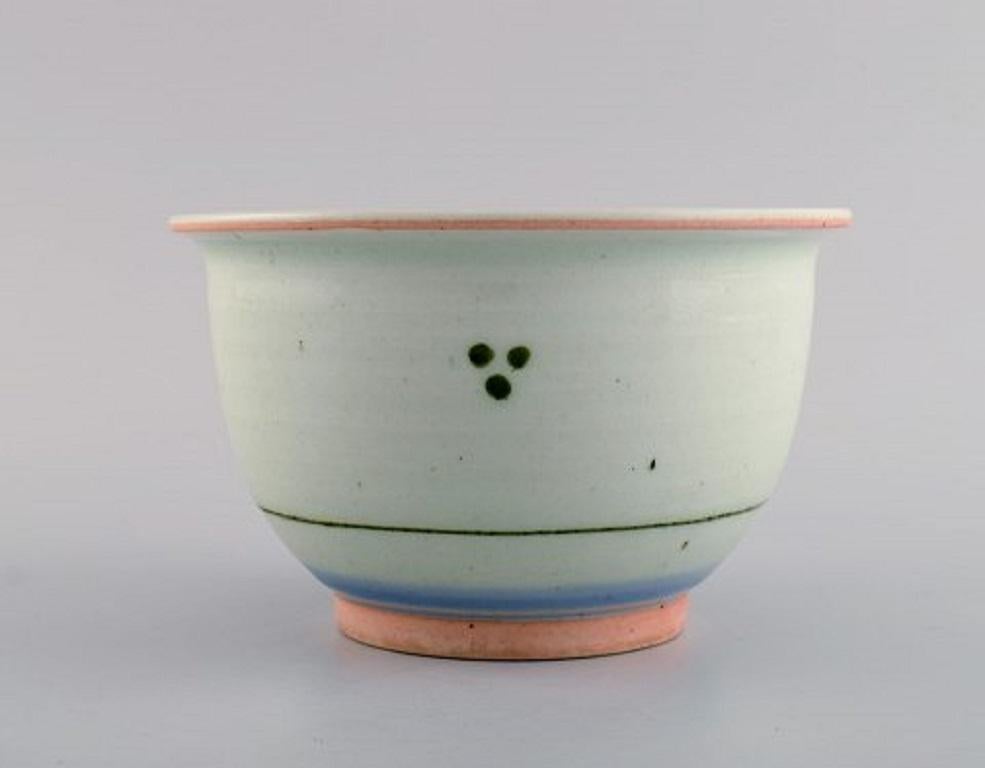 Scandinavian Modern Bodil Manz 'b. 1943', Denmark, Unique Bowl in Glazed Ceramics, 1980's