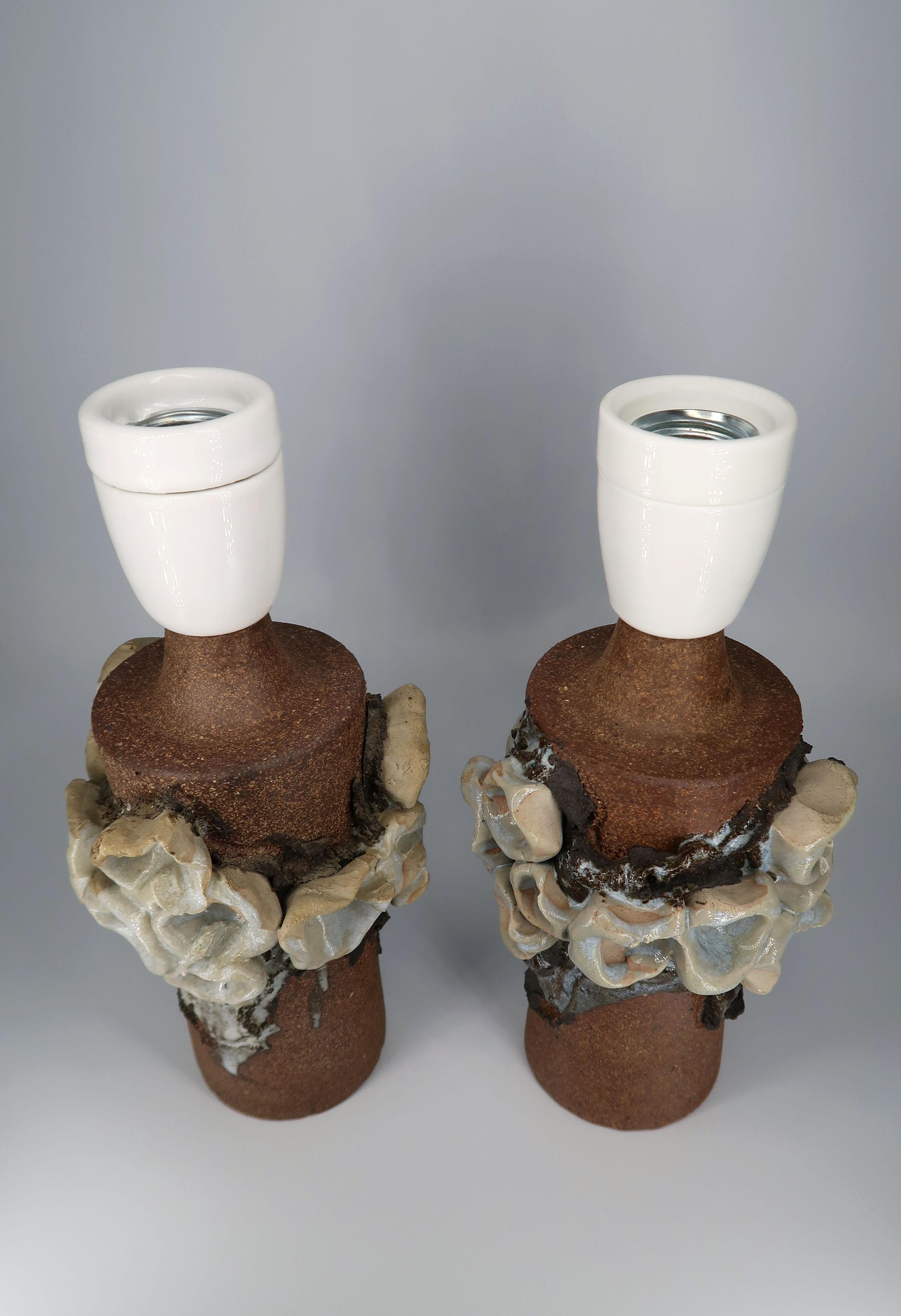 Experimentale organische Keramik-Tischlampen von B. M. Nielsen, 1960er Jahre (Dänisch) im Angebot