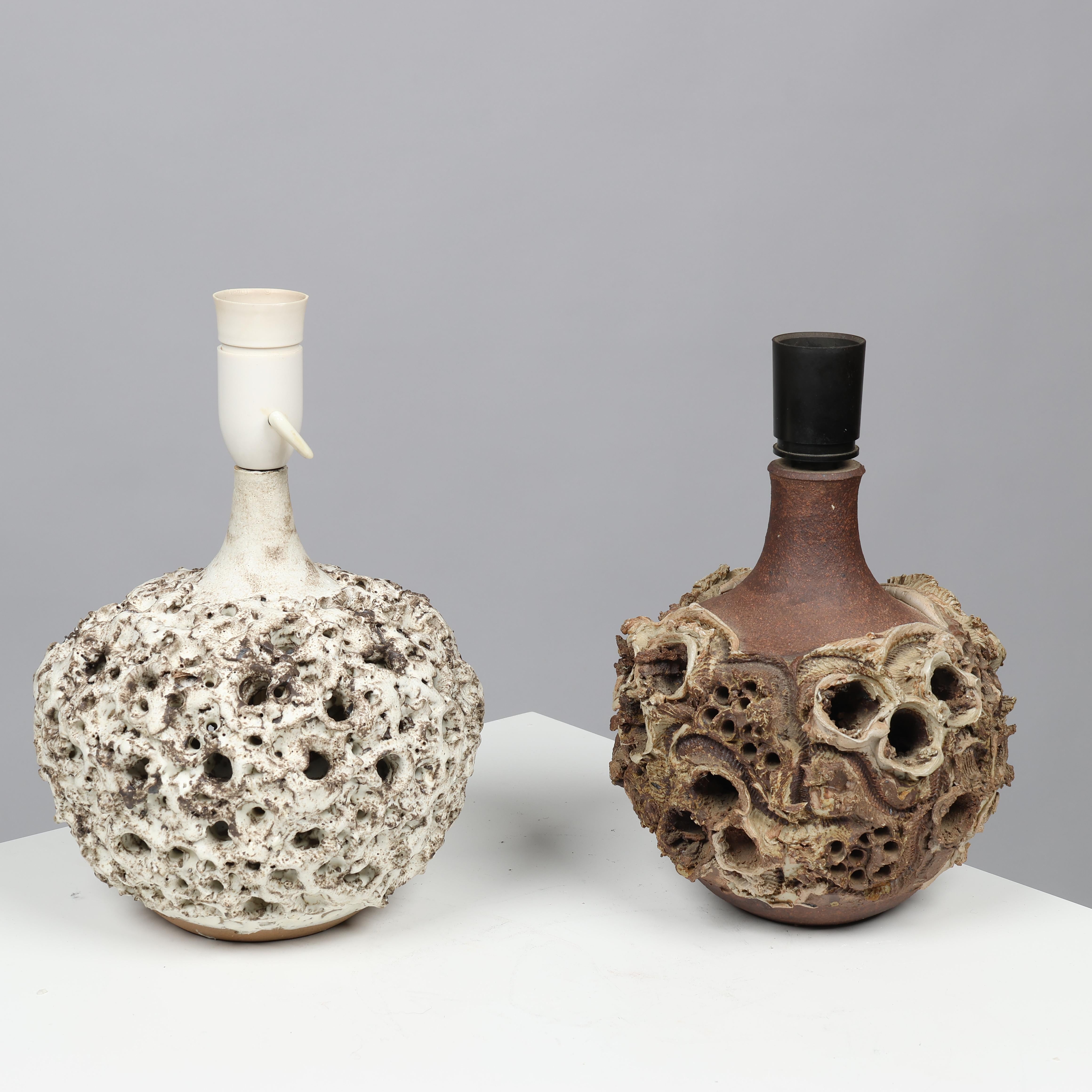 Poterie Bodil  Lampe de table Marie Nielsen céramique brutaliste Danemark 1960 Signé en vente