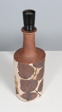 Bodil Marie Nielsen Table Lamp of Partly Glazed Stoneware, Denmark, 1970s