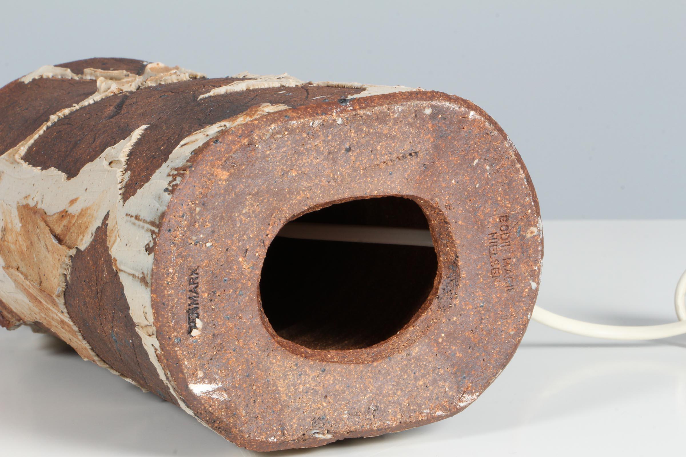 Danish Bodil Marie Nielsen Table Lamp of Partly Glazed Stoneware, Denmark, 1970s
