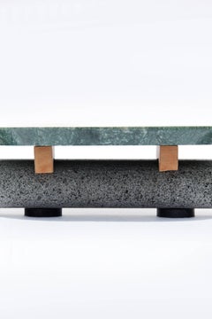 Sculptural Plate Volcanic Stone Green Marble (Large)