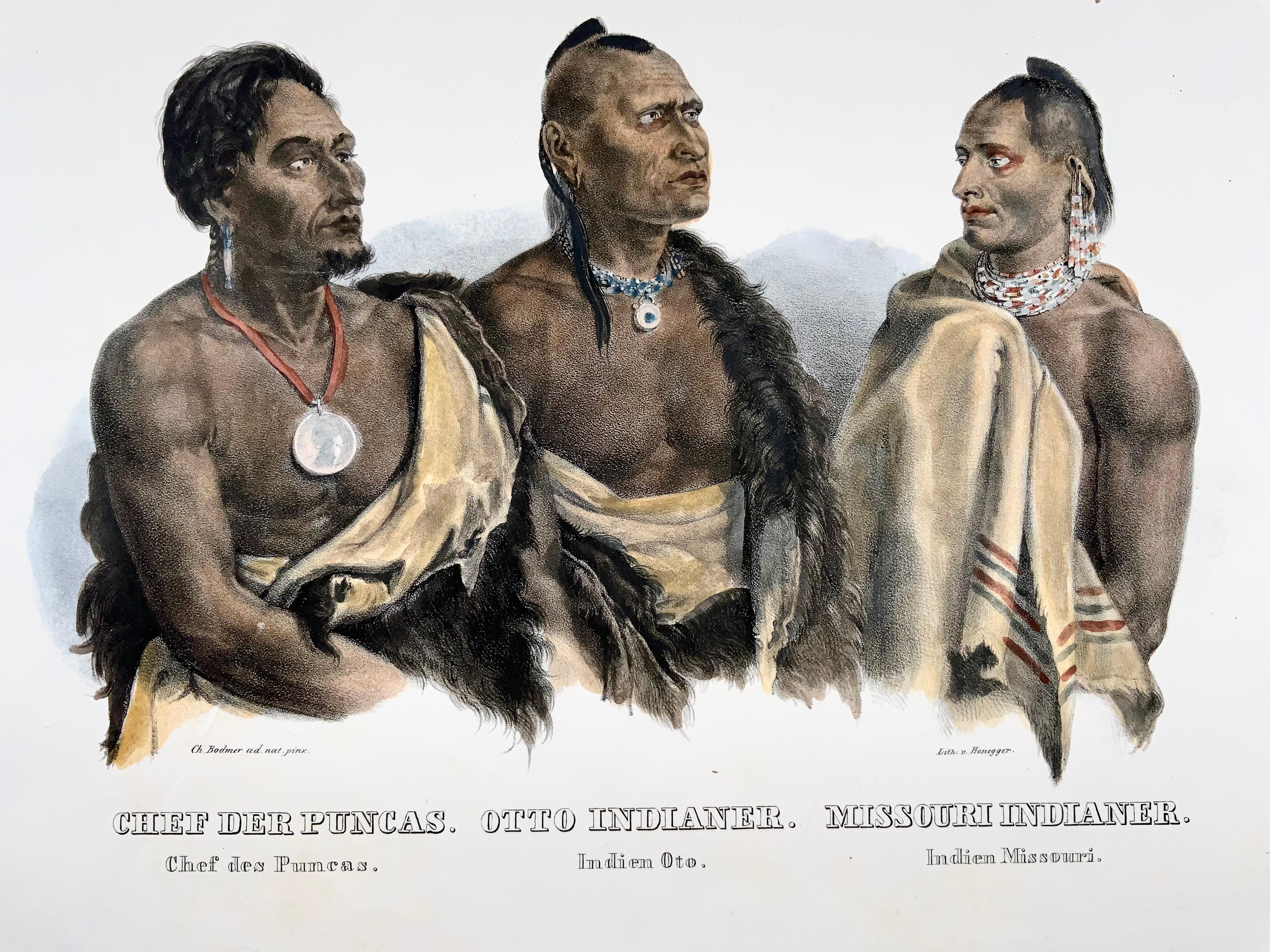 Schöne Original-Steinlithographie nach Karl Bodmer.

Von Honegger auf Stein lithographiert.

Veröffentlicht im Jahr 1840.

Bereits von 1835 (bevor die offizielle Version von Bodmers Drucken herausgegeben wurde) bis 1845 hat H.R. Schinz