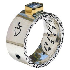 Body Armor Herren Sonnenuhr Ring mit Saphir in 18k Gold Lünette