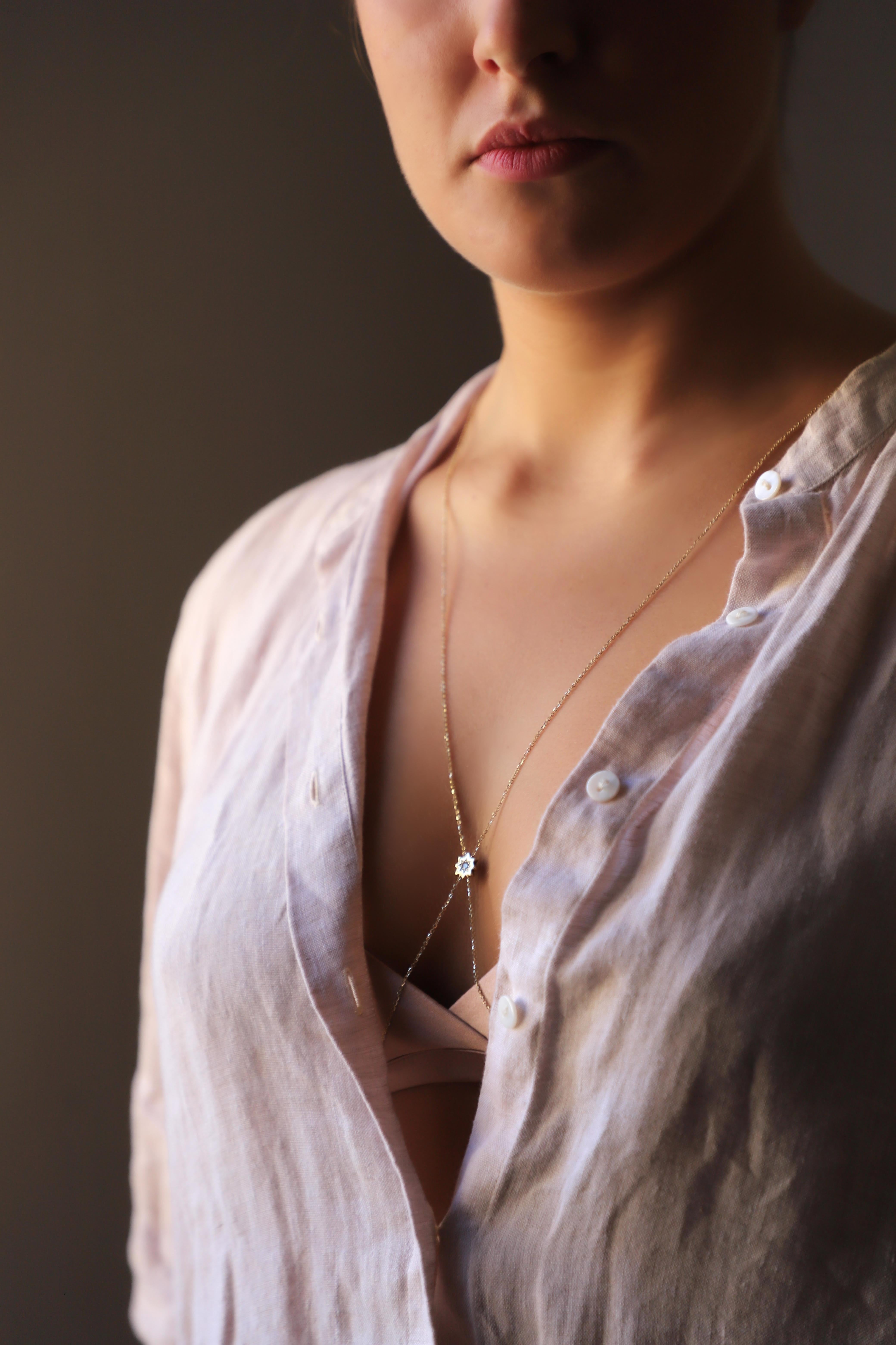 14k gold body chain necklace