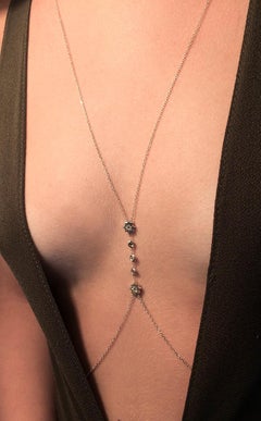 One-of-a-Kind Body Chain Stars 14K Yellow Gold 0.10 Carat White Diamonds Jewel