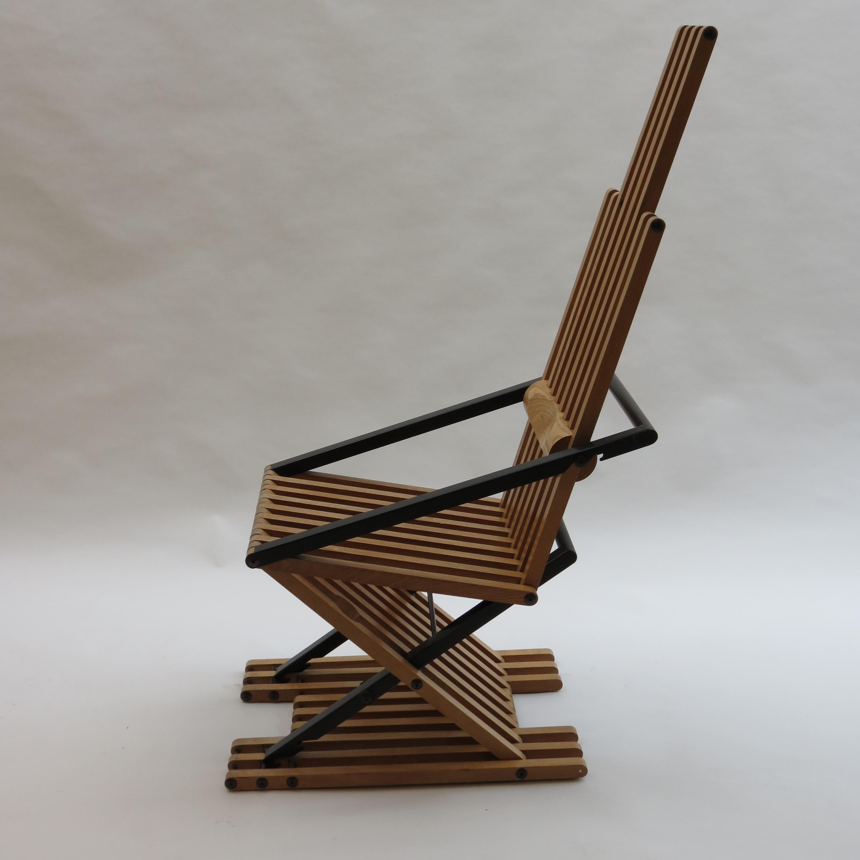 Machine-Made Body Chairs by Jim Warren Pearl Dot 1979 Yoga Chair Slatted Ash Chair Hand Prod