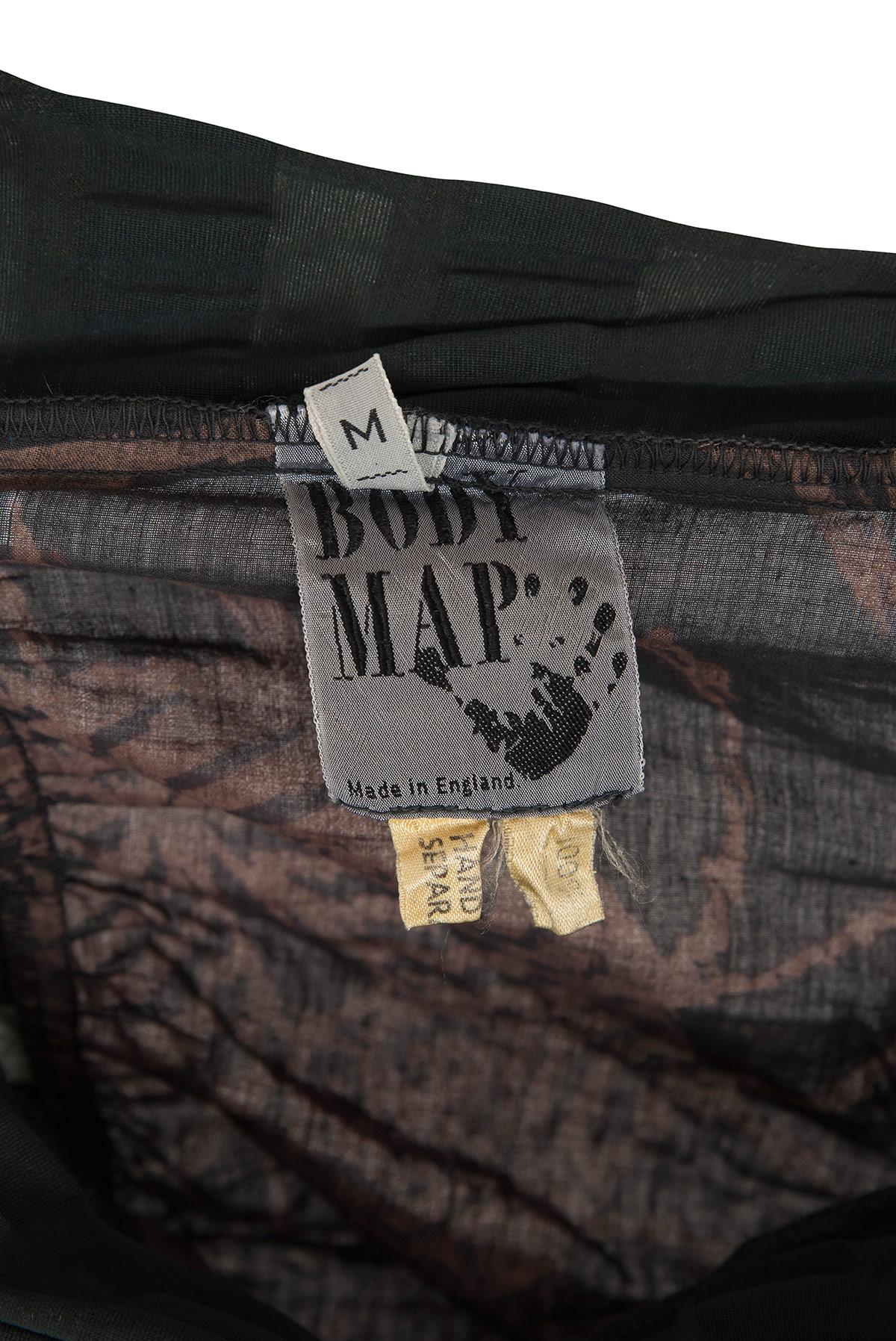 BODY MAP 80'S rare and iconic printed and ruffled stretched dress In condizioni buone in vendita a Milano, MILANO