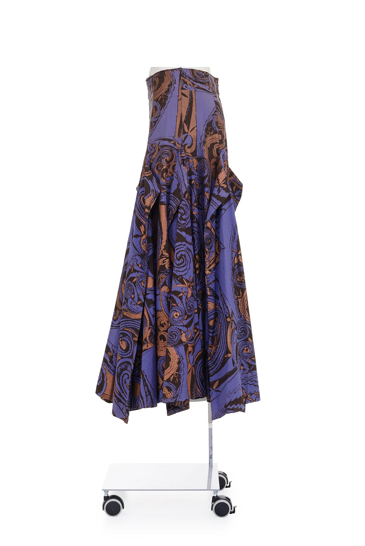 Black BODY MAP 80'S rare paneled printed maxi skirt For Sale
