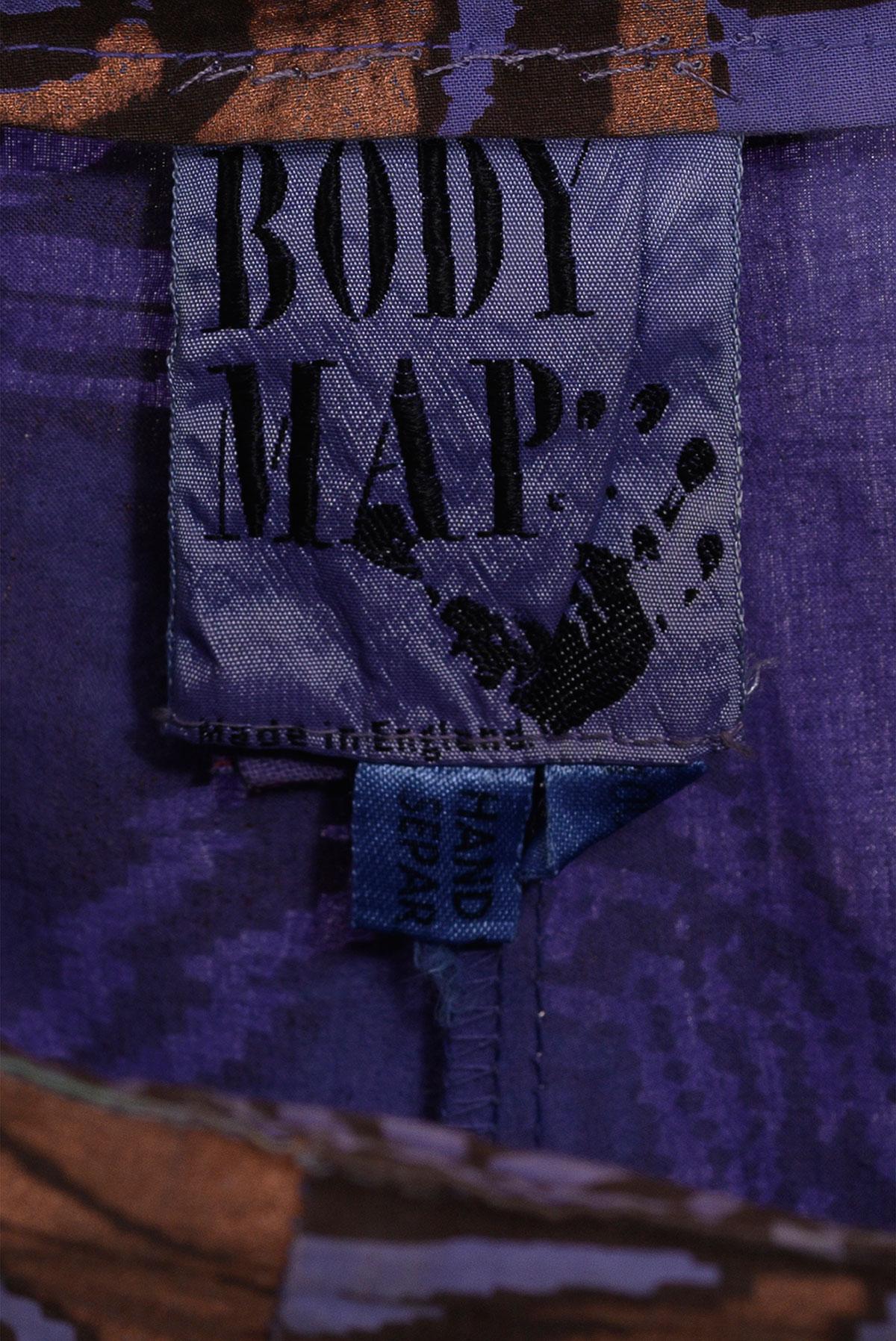 Women's or Men's BODY MAP 80'S rare paneled printed maxi skirt For Sale