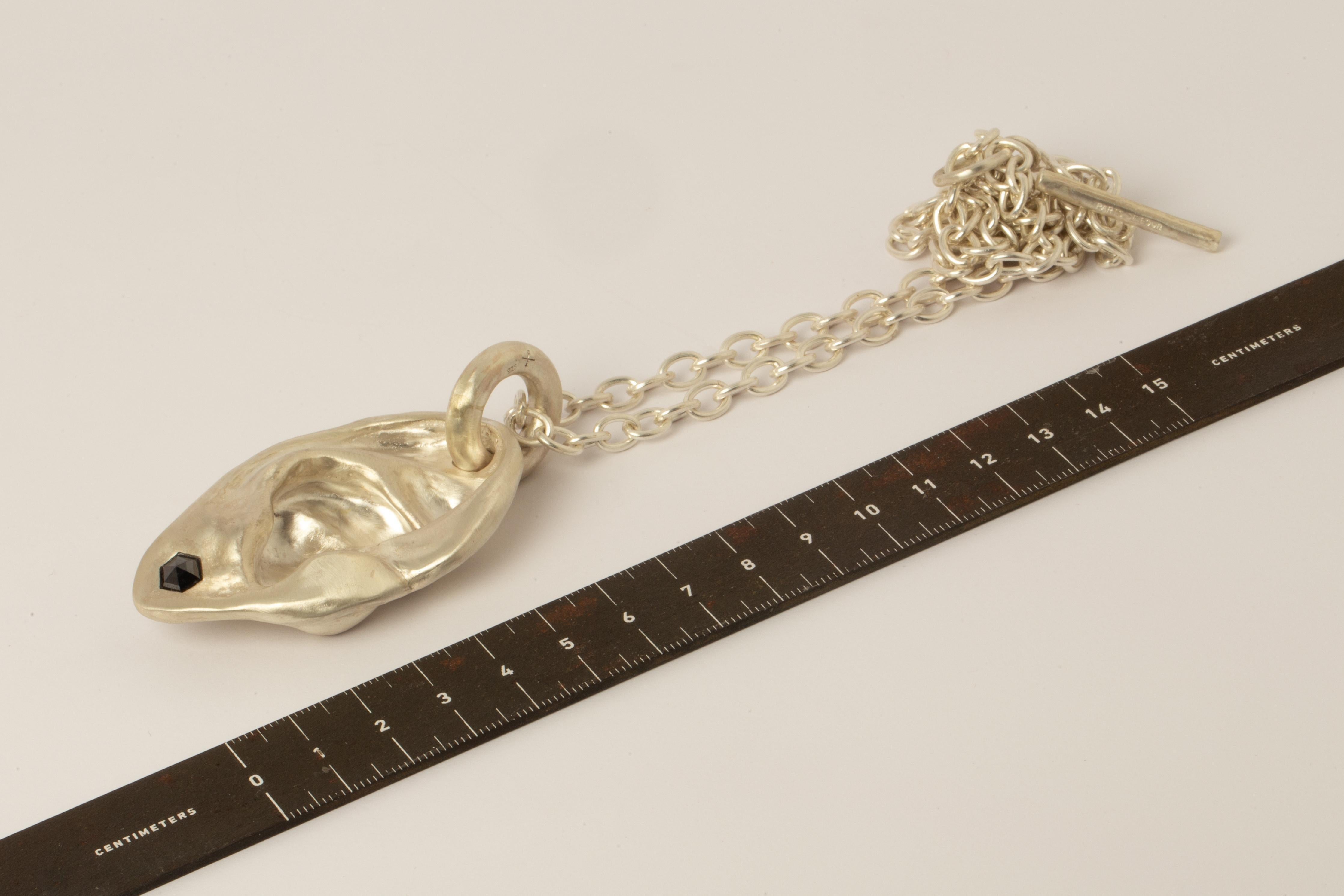 Women's or Men's Body Part Necklace (Evan's Ear, 1.0 CT Black Hex Diamond, MA+BLKDIA) For Sale