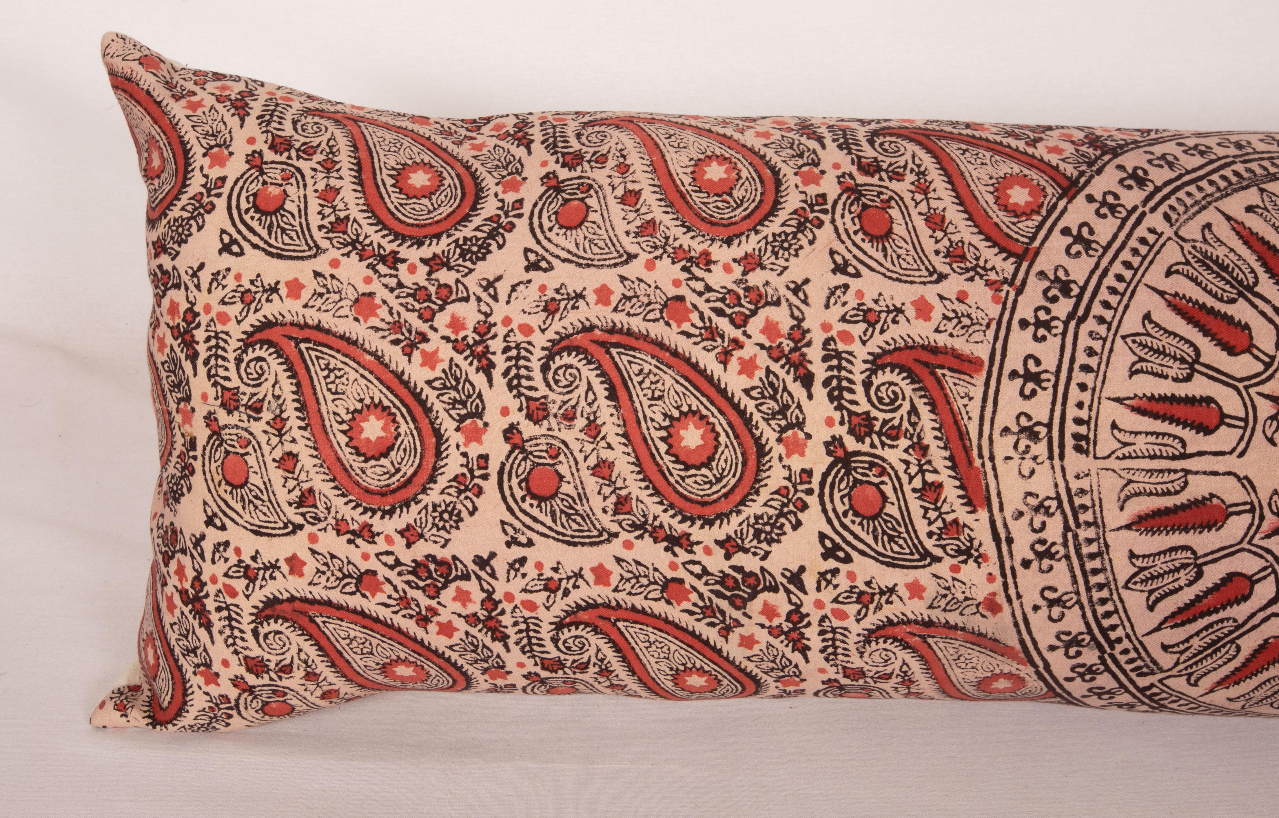 Islamic Body Pillow Case Made from an Uzbek Block Print, Early 20th C For Sale