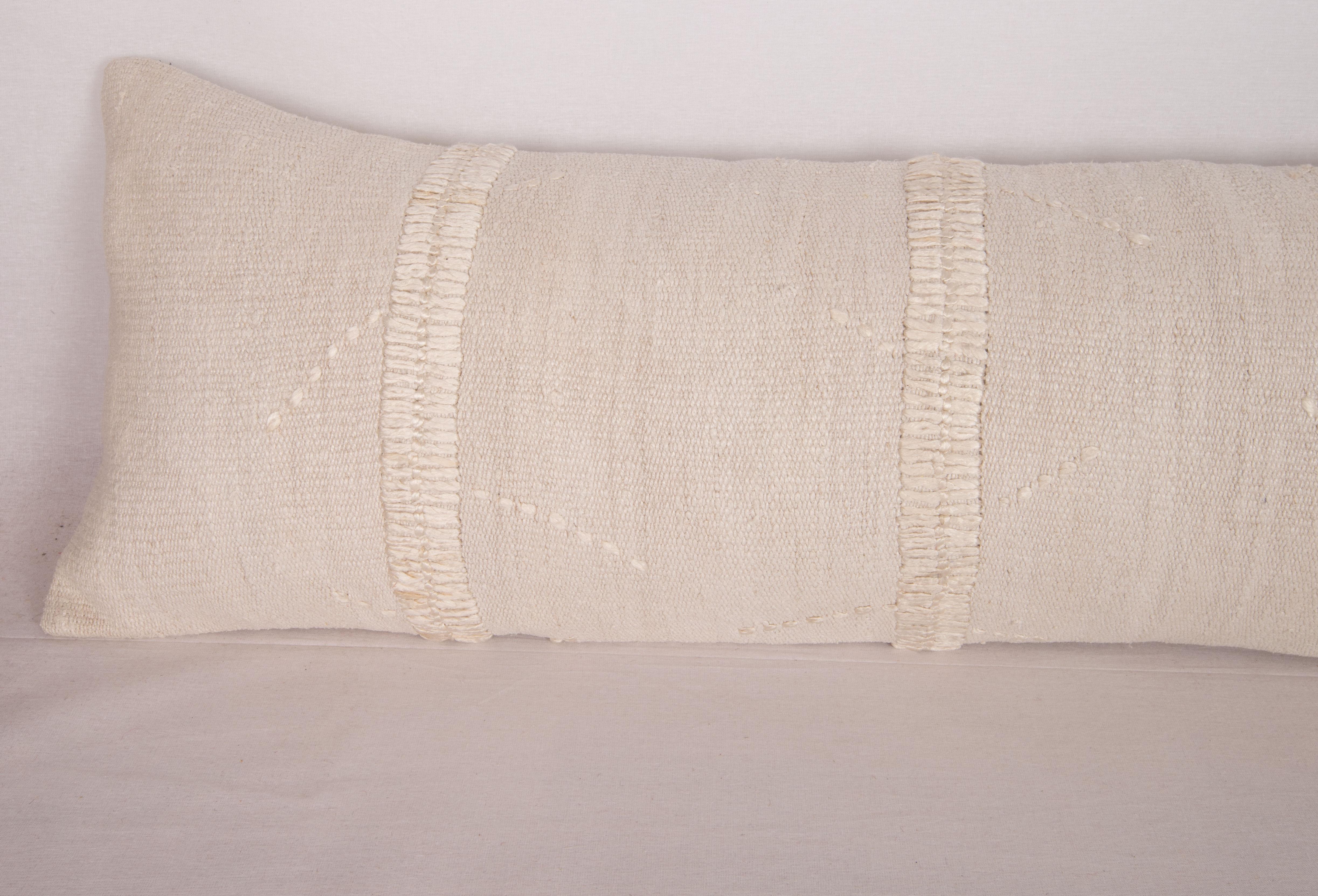 Turkish Body Pillow Cover, Made from a Vintage Hemp Kilim, Mid 20th C For Sale
