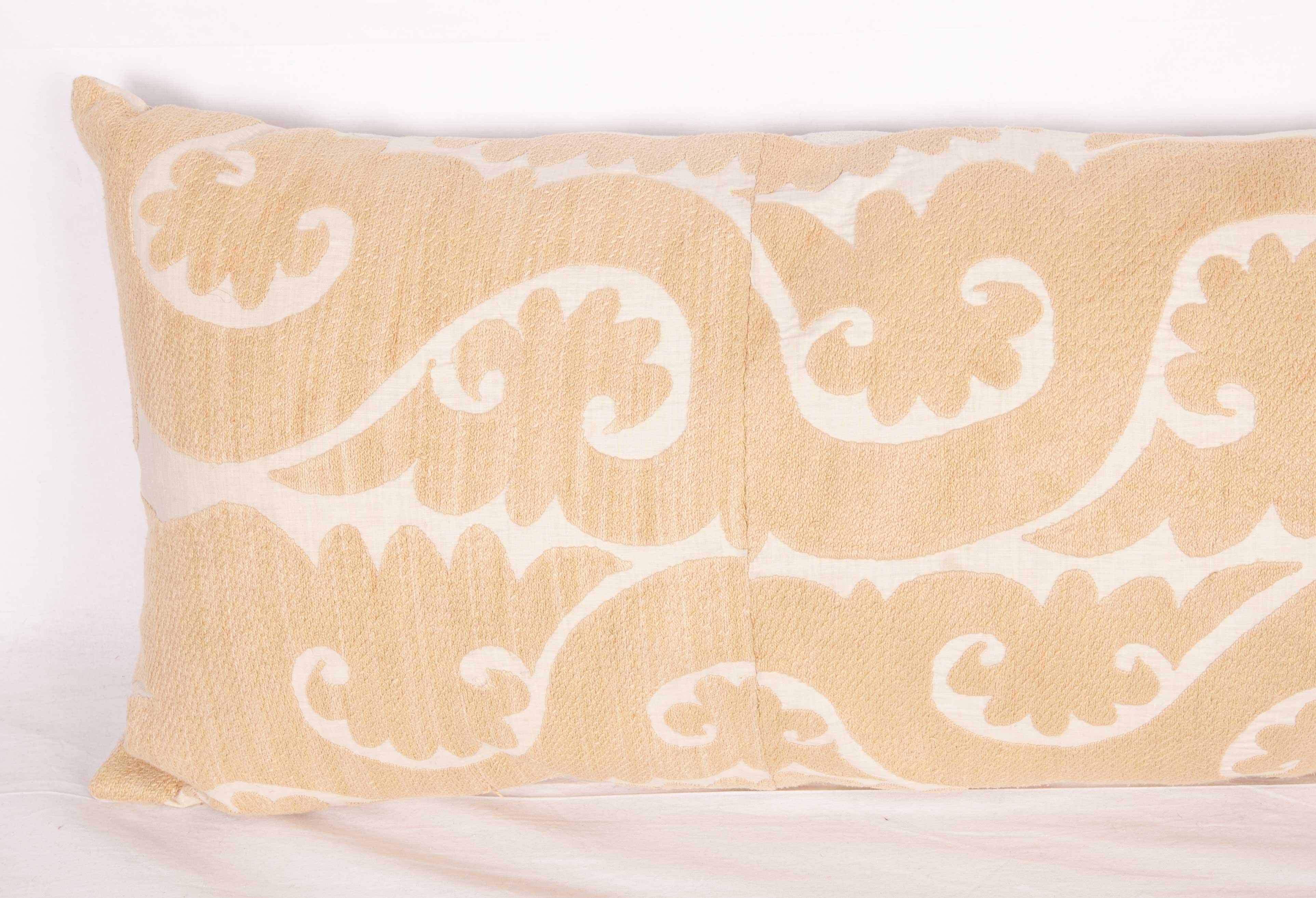 Cotton Body Pillow / Lumbar Made from a Vintage Samarkand Suzani, Mid-20th Century For Sale