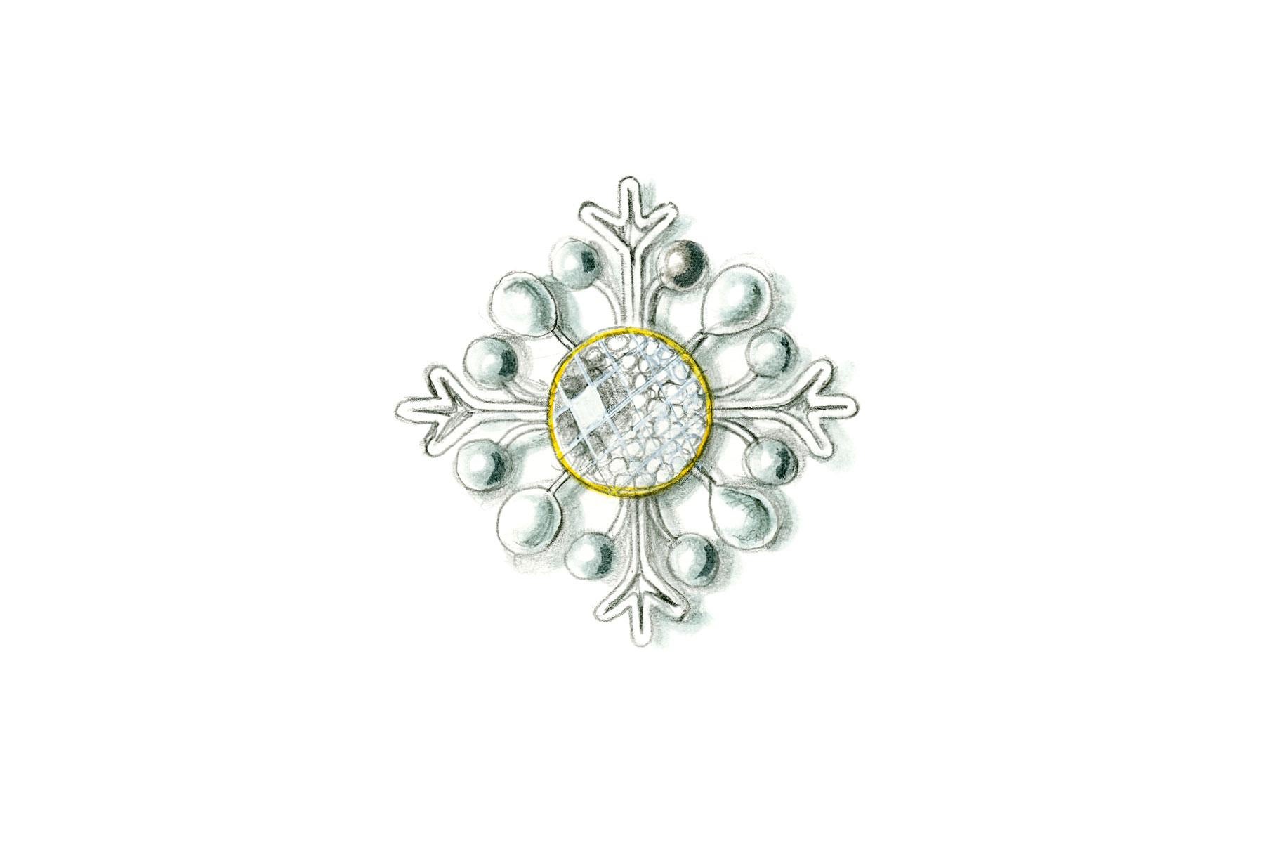 Bodyfurnitures Brooch: Transparency View with Rock Crystal with Pearls, Silver In New Condition For Sale In Bolzano, BZ