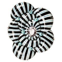 Bodyfurnitures Brooch: Handpainted line concept, Amethyst, Turquoise