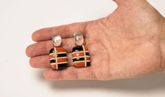 Bodyfurnitures Earrings, Elegant Red & Black Painting Gold Silver Pearls