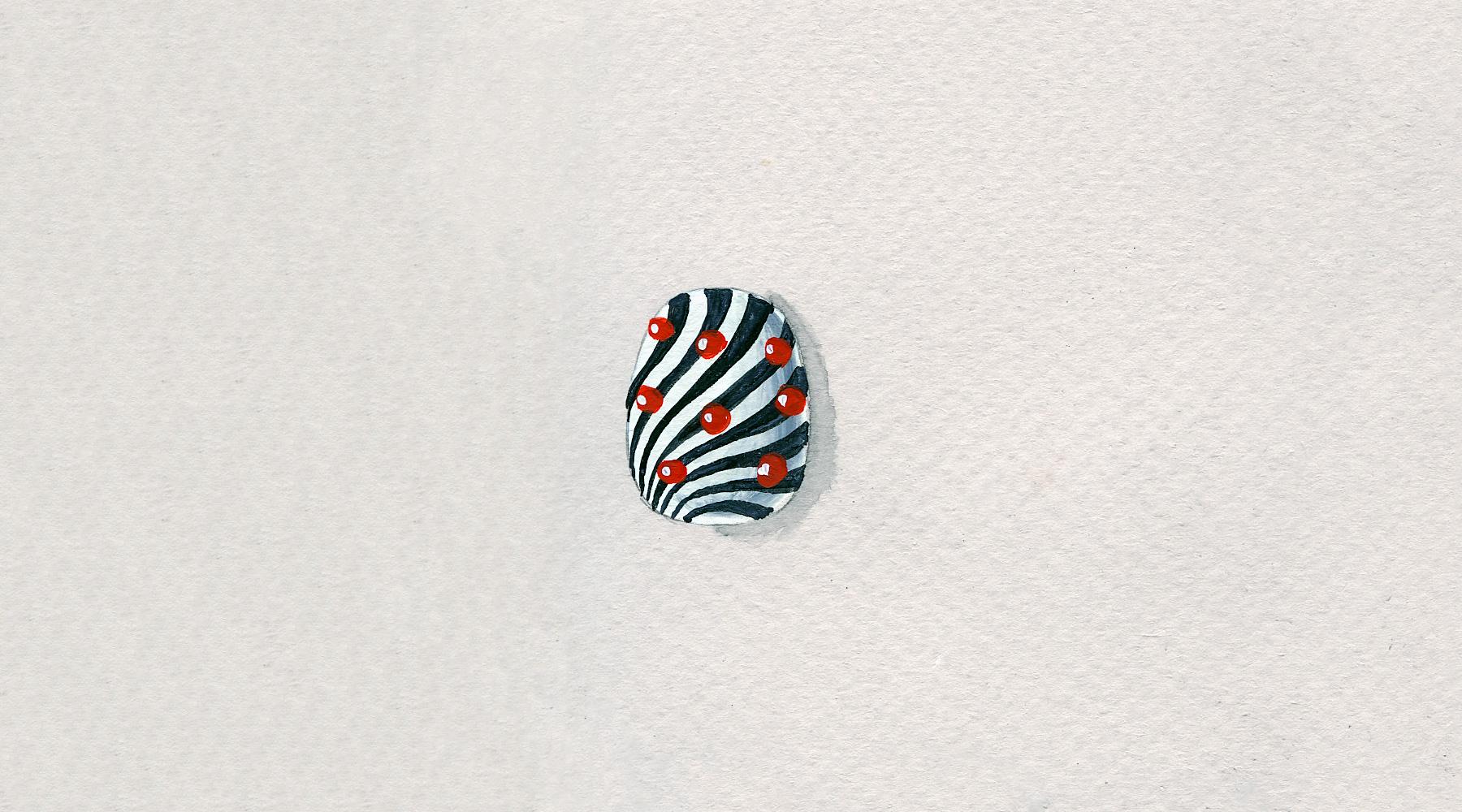 Bodyfurnitures Stud Earrings Handpainted Black&White Coral Gold Papier-mâché In New Condition For Sale In Bolzano, BZ