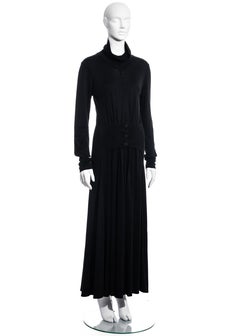 BodyMap black viscose cotton jersey maxi dress, c. 1980s