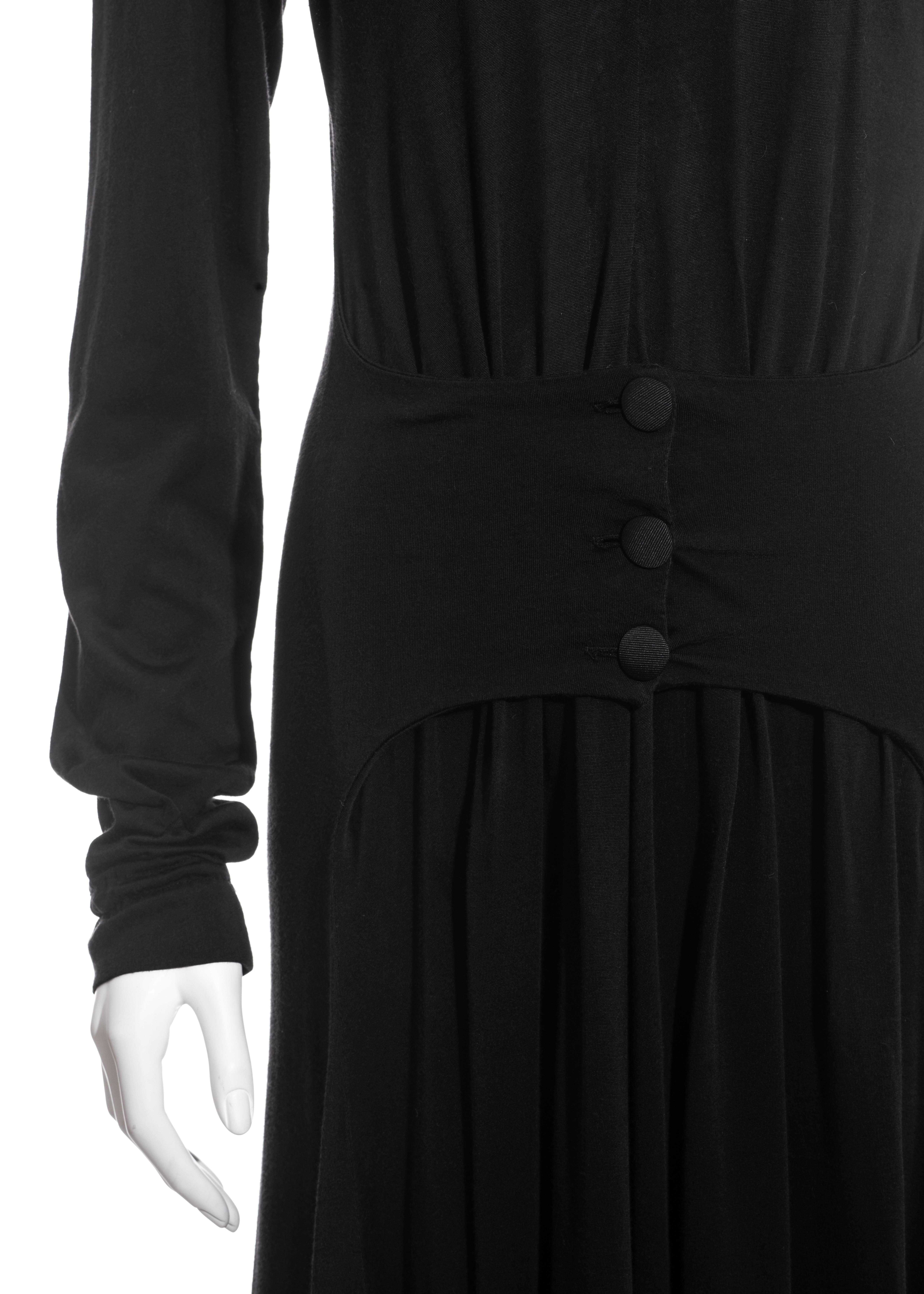 Black BodyMap black viscose cotton jersey maxi dress, c. 1980s For Sale