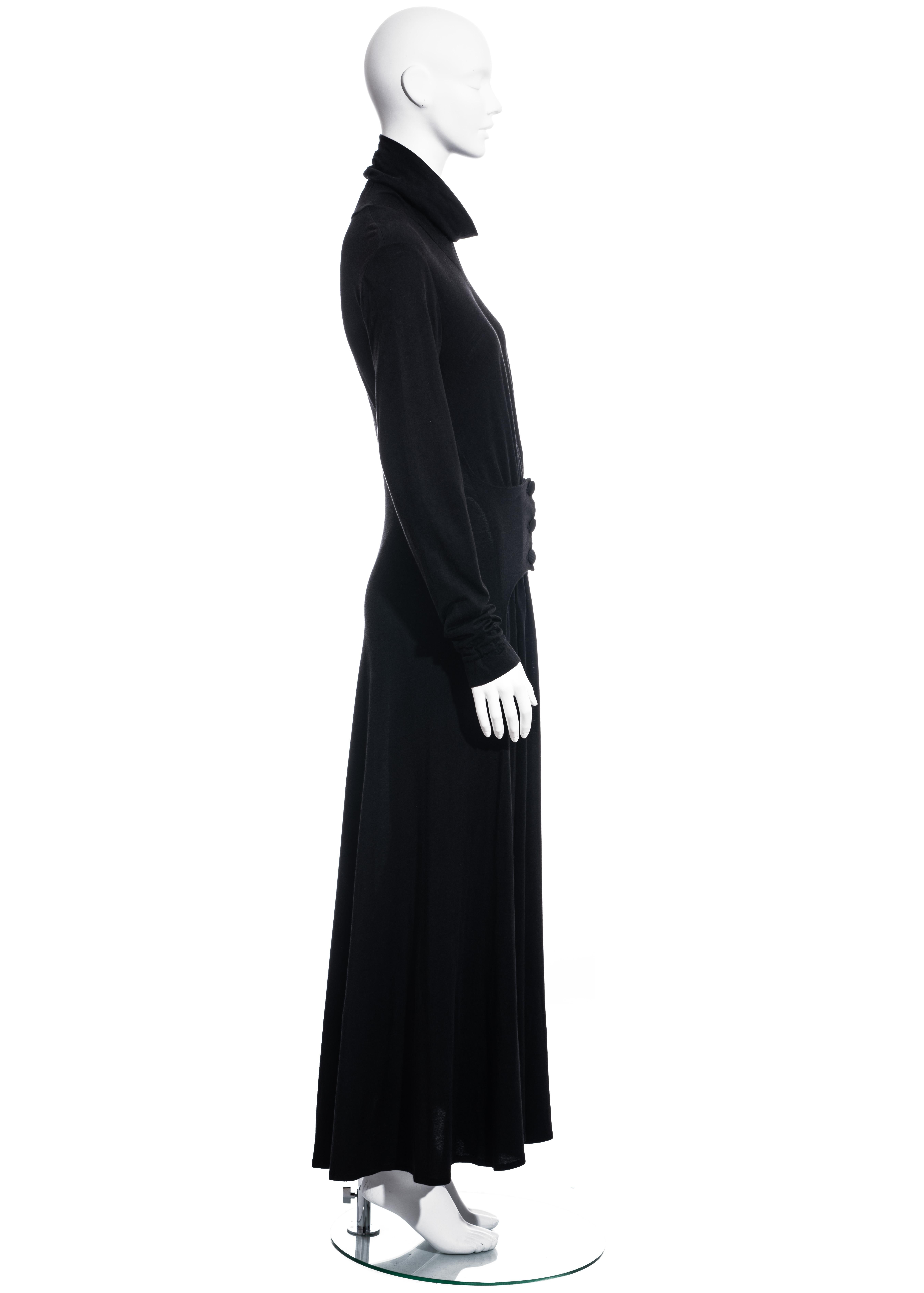 Women's BodyMap black viscose cotton jersey maxi dress, c. 1980s For Sale