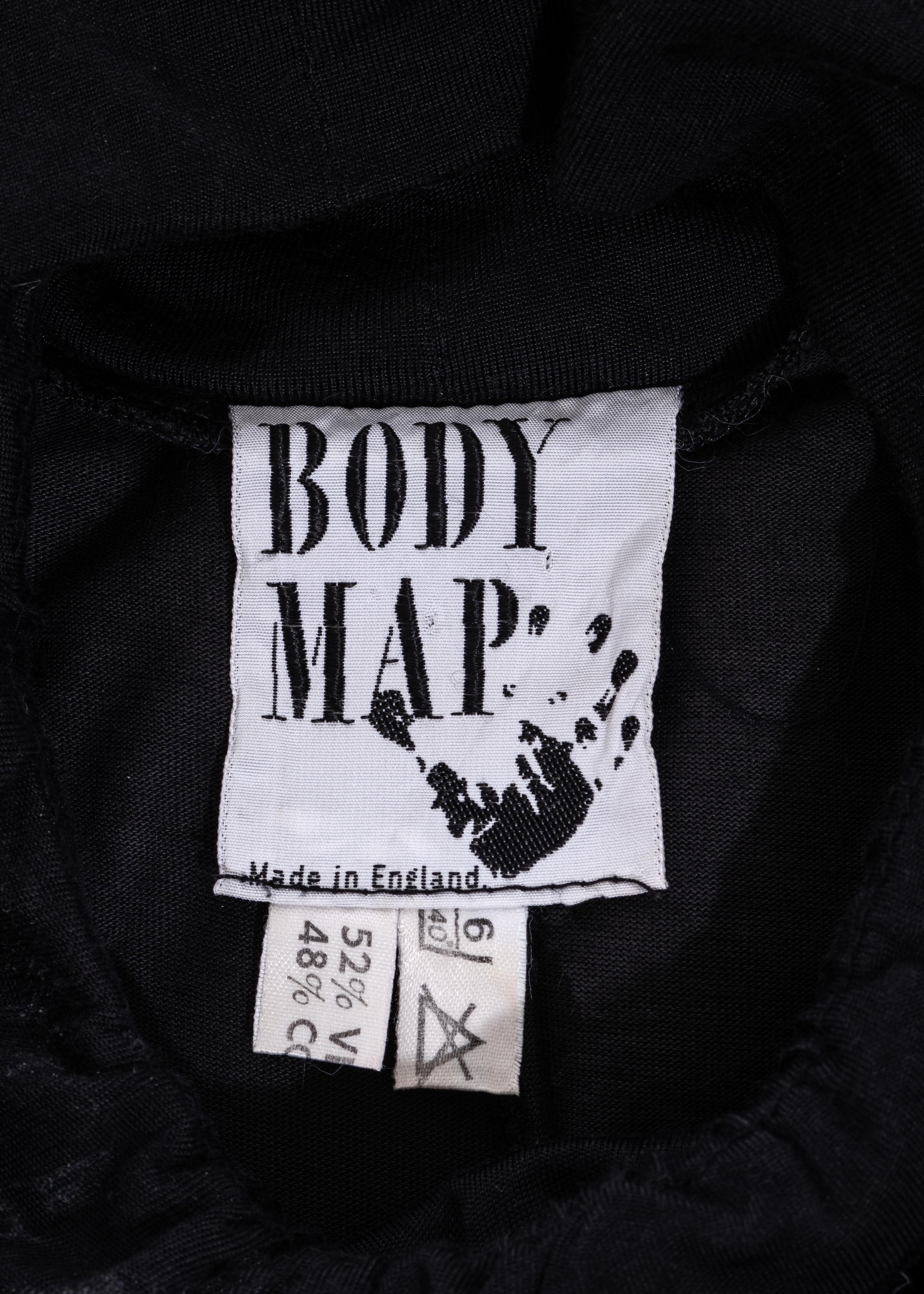 BodyMap black viscose cotton jersey maxi dress, c. 1980s For Sale 2