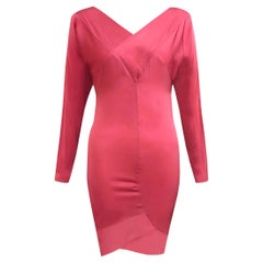 BodyMap Dress - Rare 1980s Vintage - Raspberry Pink Stretch Silk Lycra 