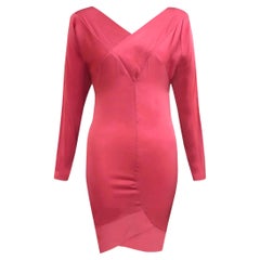 Robe BodyMap rare et vintage en lycra de soie extensible rose framboise, années 1980 