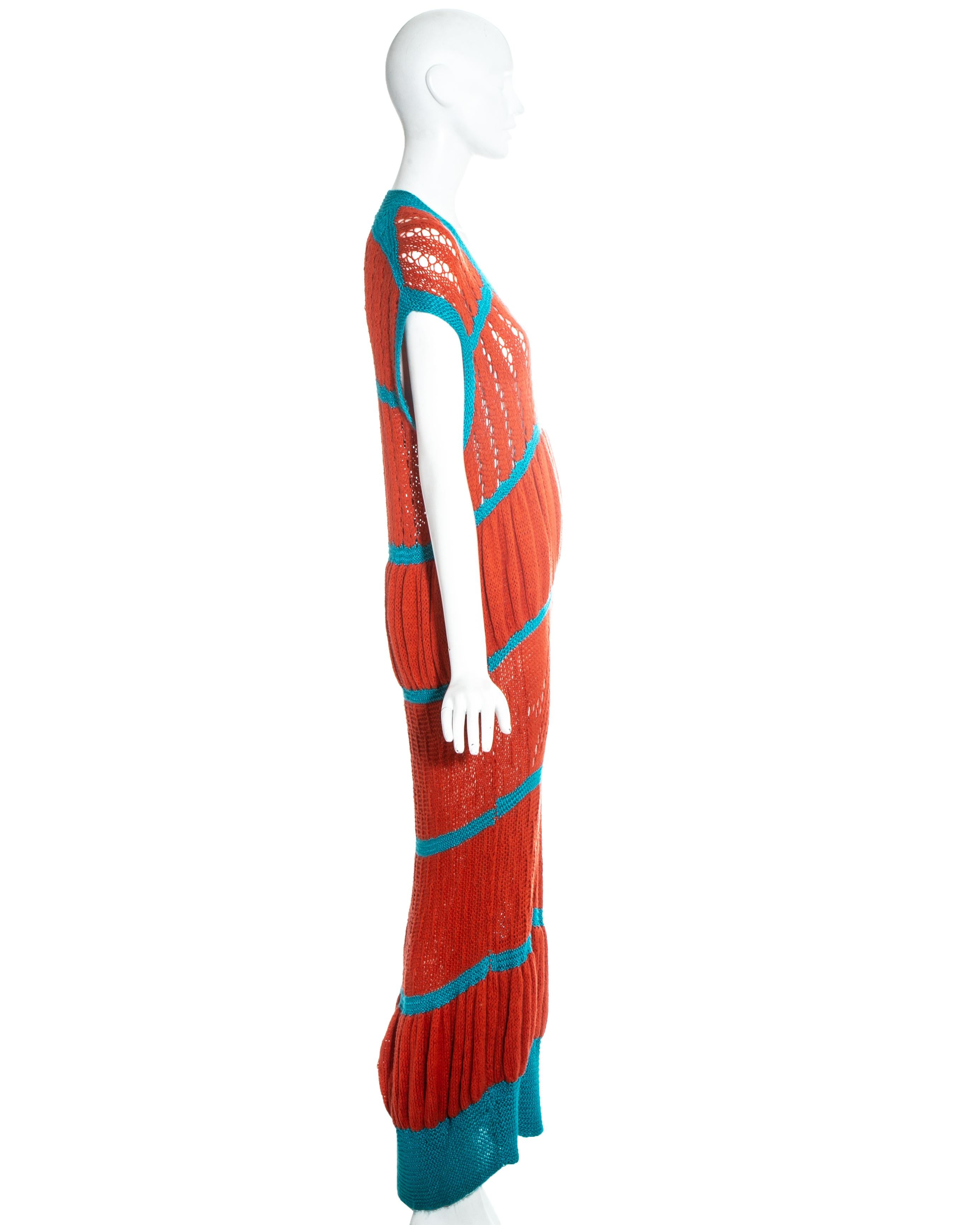 Red BodyMap orange and blue knitted maxi dress, fw 1985 For Sale