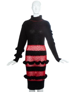 BodyMap red and black knitted dress, fw 1985