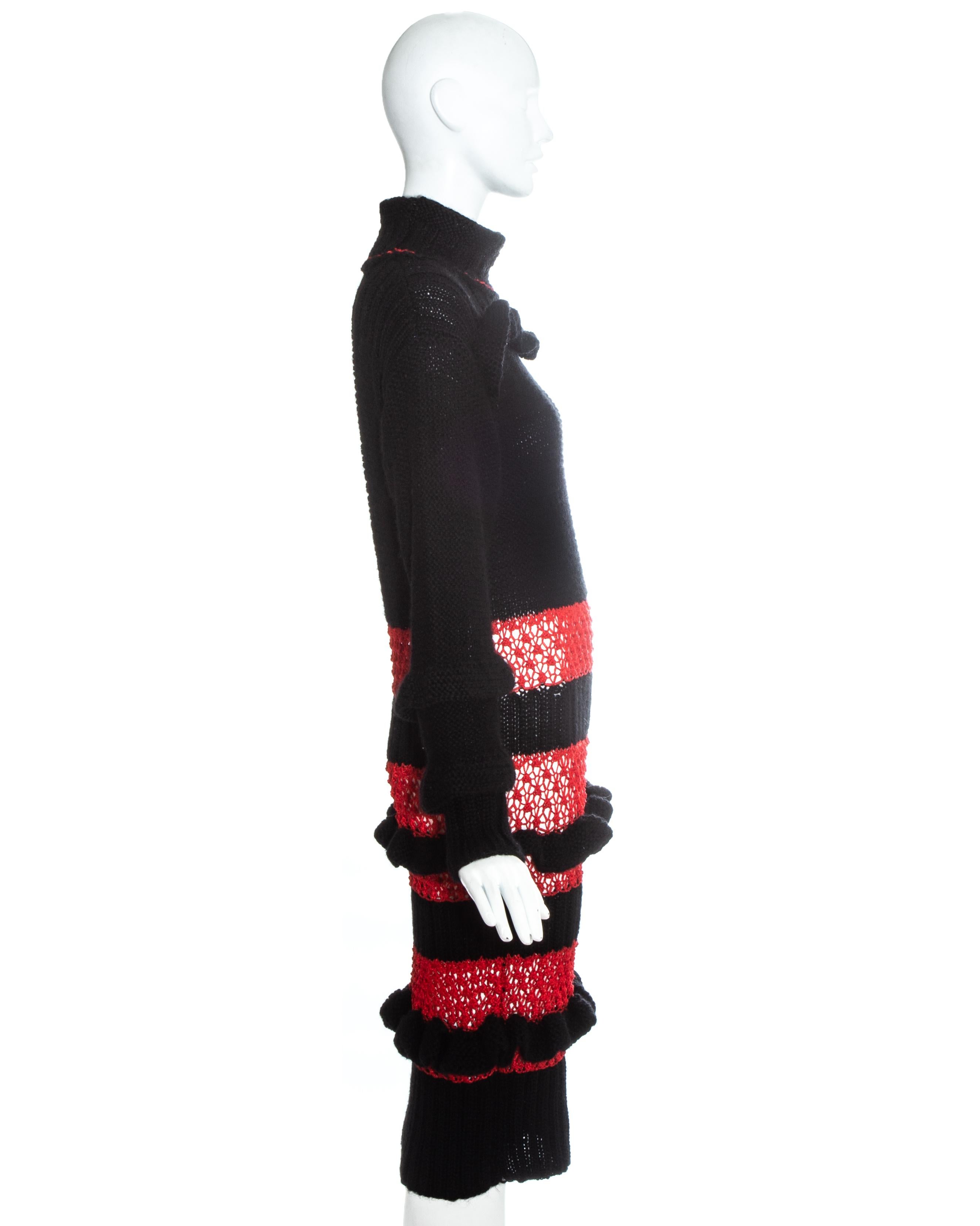 Black BodyMap red and black knitted dress, fw 1985 For Sale