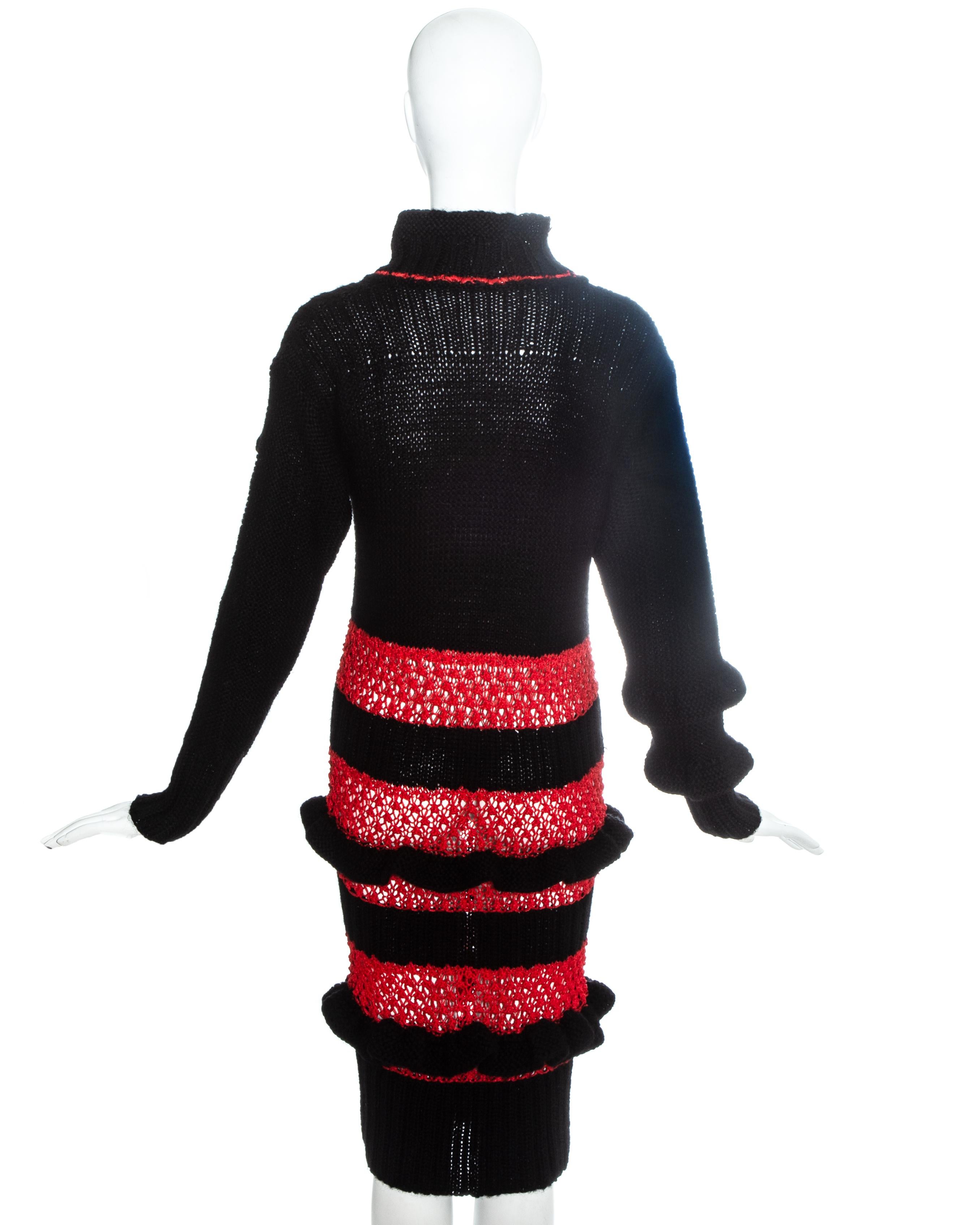 BodyMap red and black knitted dress, fw 1985 In Excellent Condition For Sale In London, GB