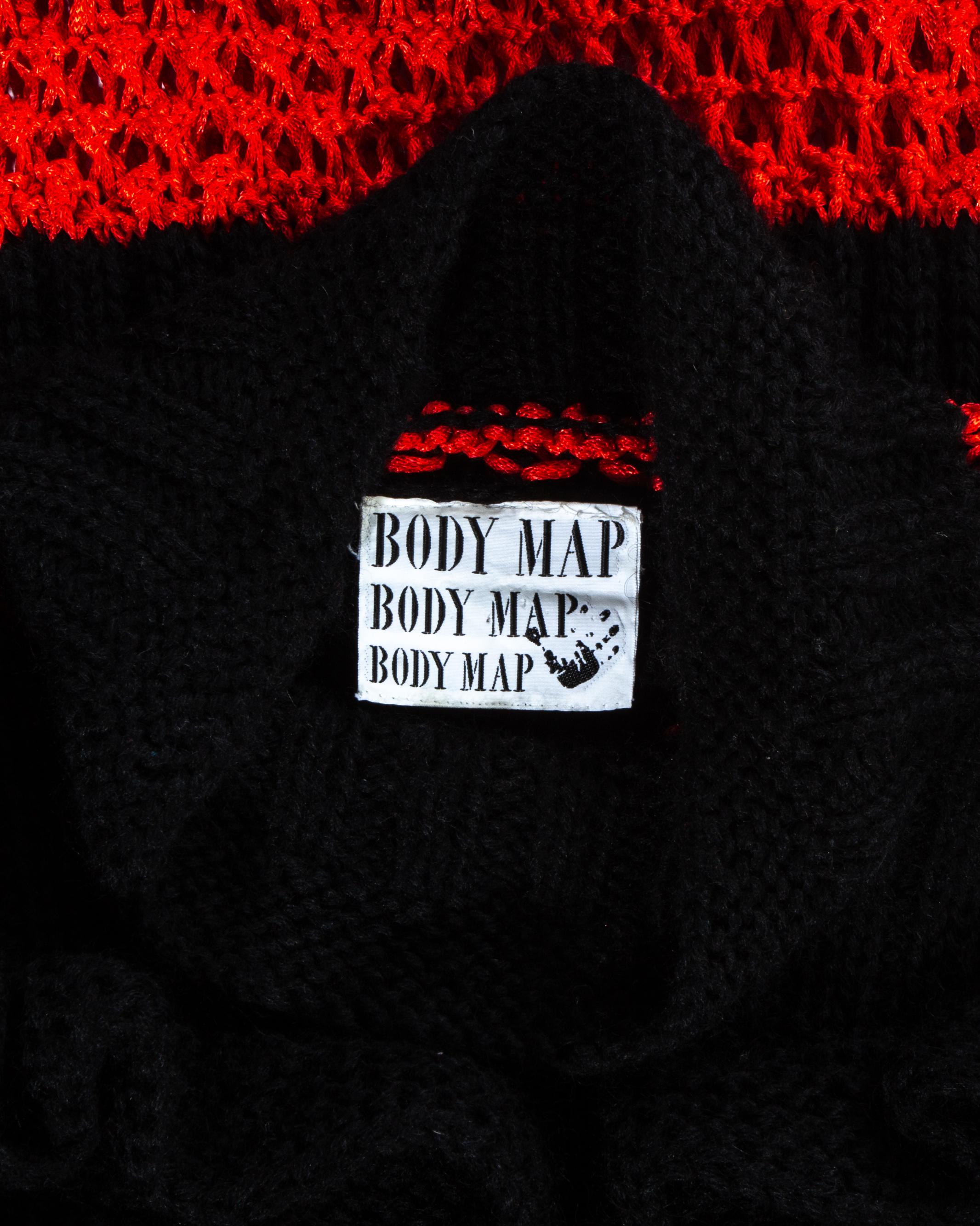 Women's BodyMap red and black knitted dress, fw 1985 For Sale