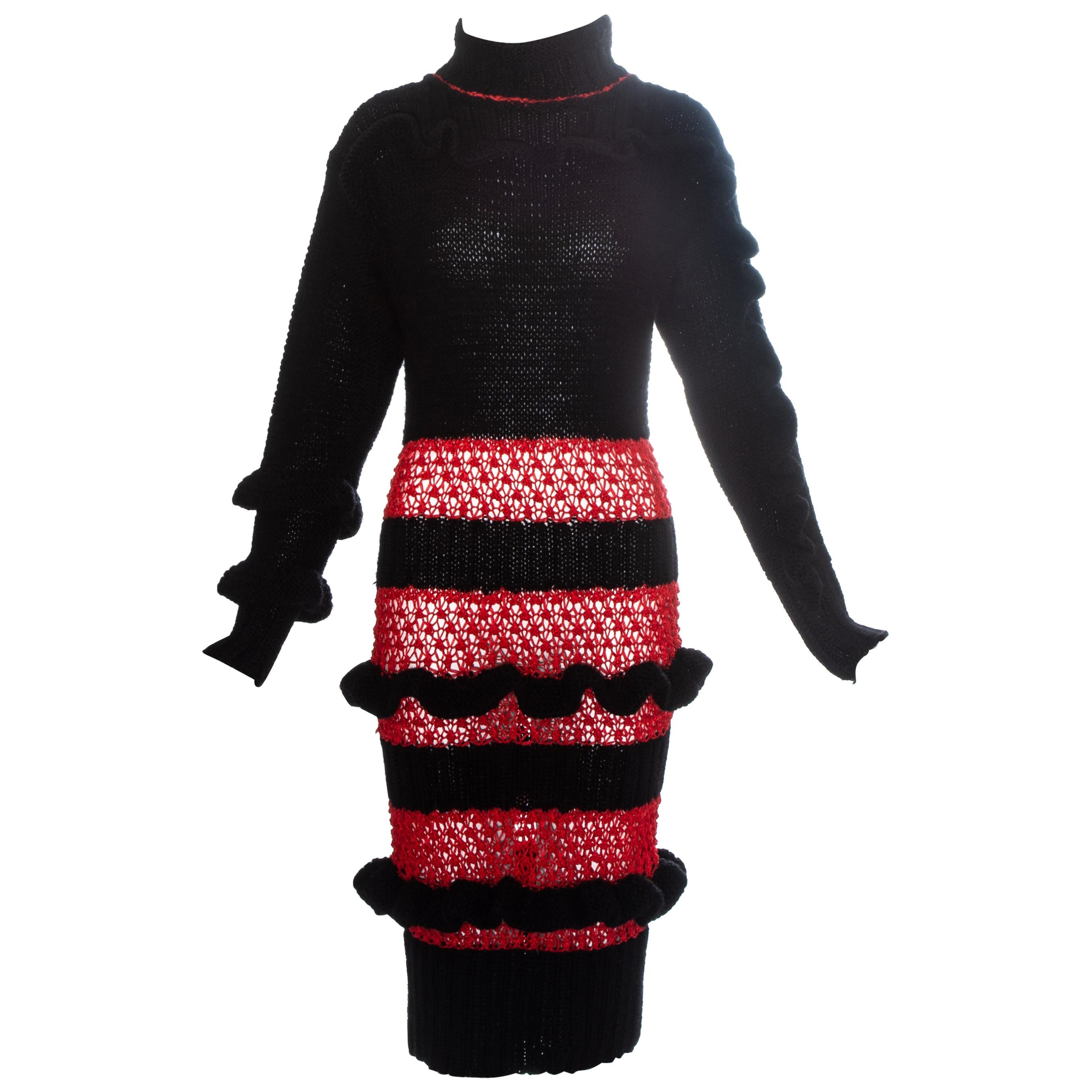 BodyMap red and black knitted dress, fw 1985 For Sale