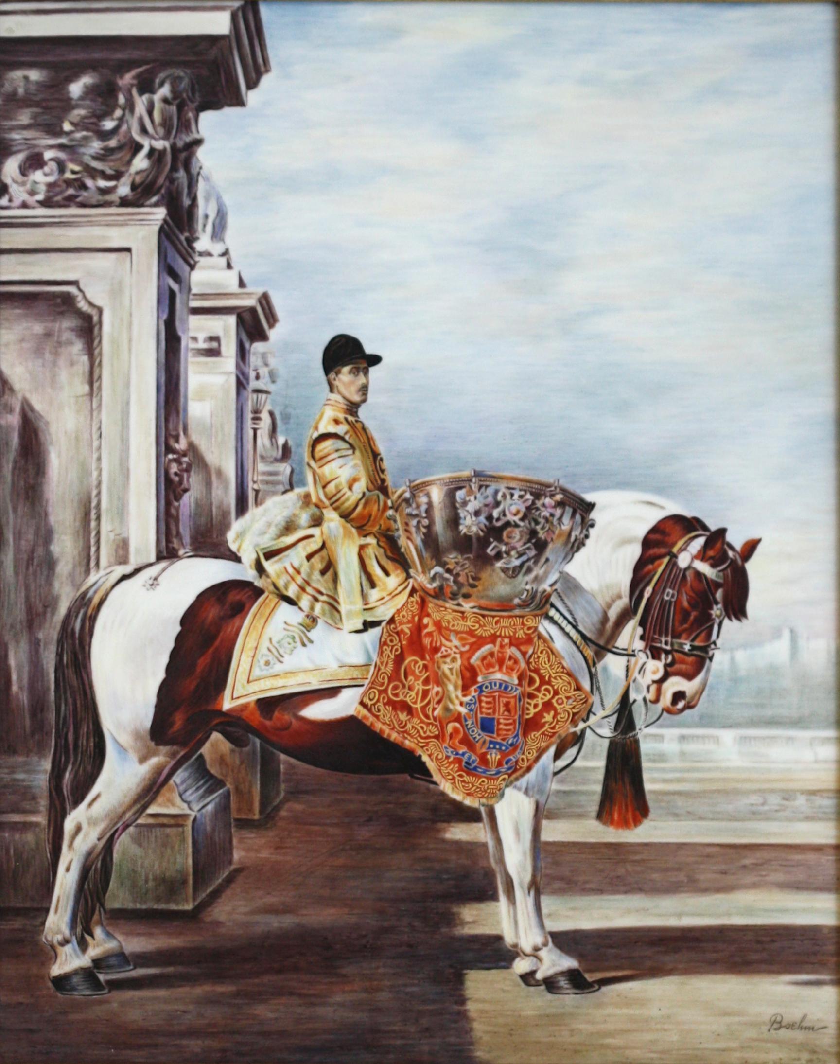 Paint  Boehm Porcelain Equestrian Plaque For Sale