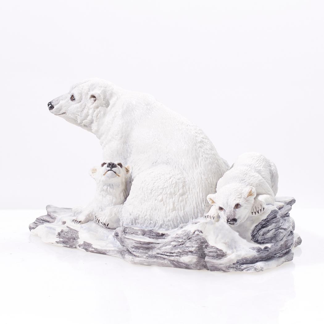 Bohemian Boehm Porcelain Polar Bear with Cubs Figurine For Sale