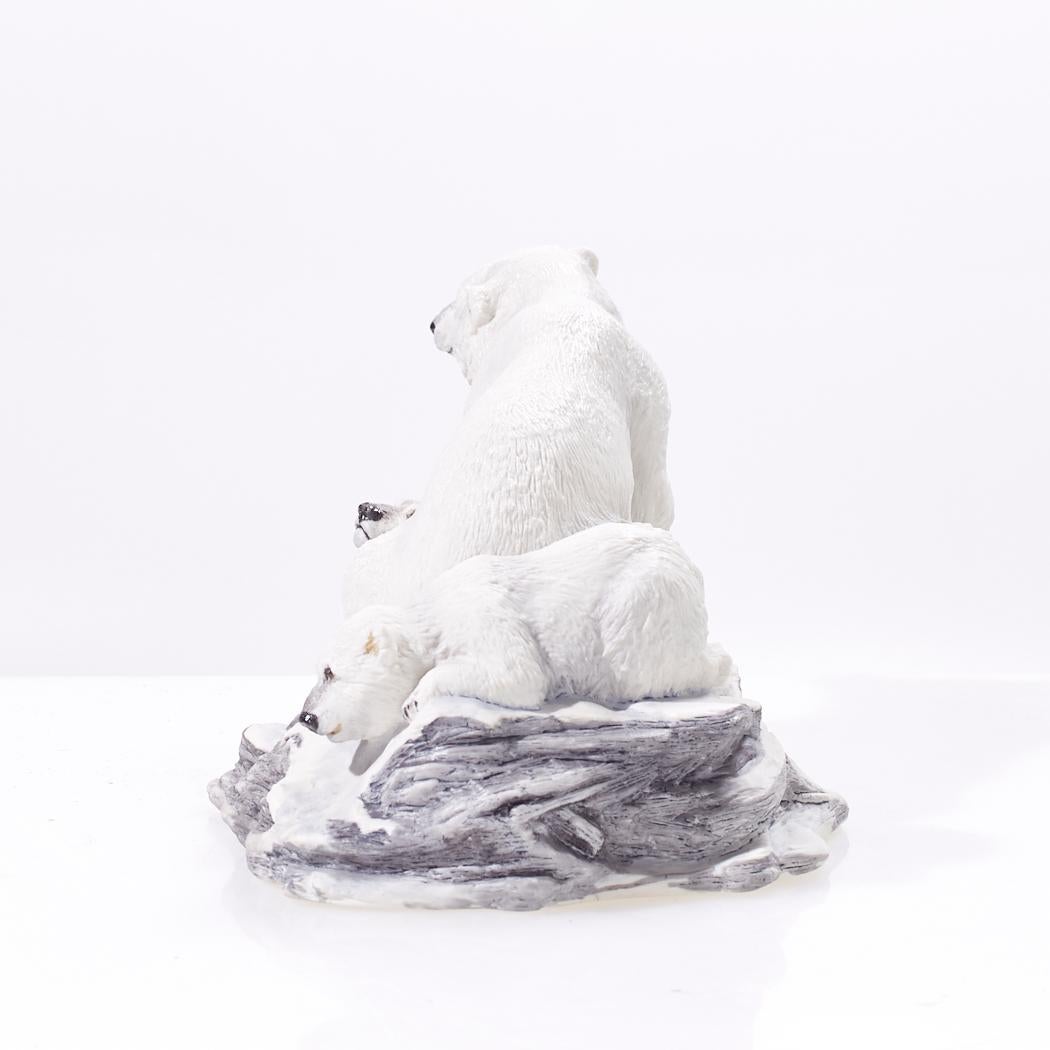 American Boehm Porcelain Polar Bear with Cubs Figurine For Sale