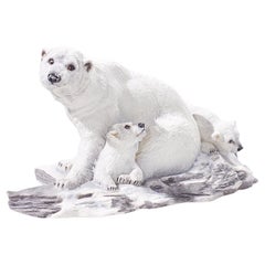 Antique Boehm Porcelain Polar Bear with Cubs Figurine