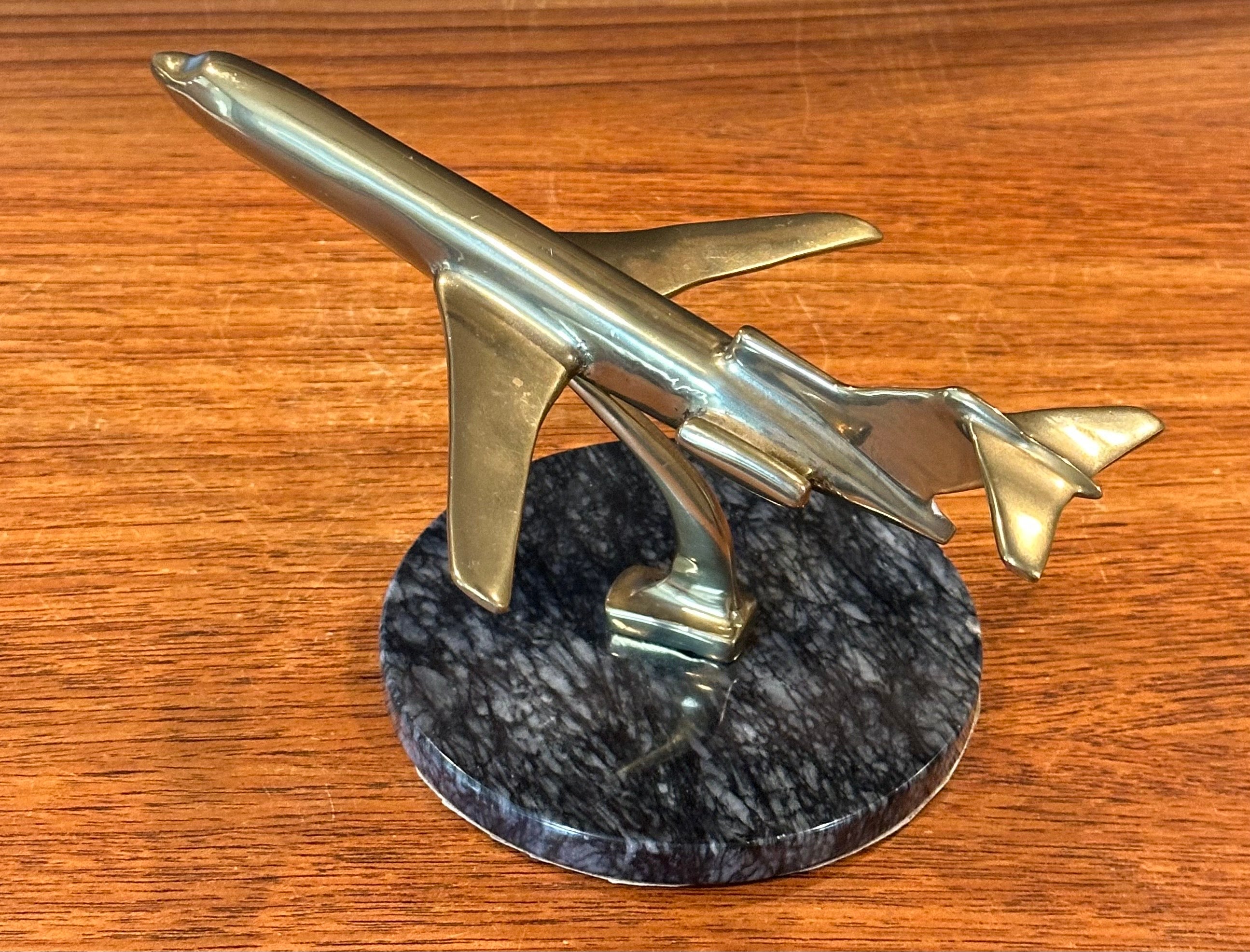 Laiton Modèle de bureau de Boeing 727 Jumbo Jetliner/Airplane en laiton et marbre en vente
