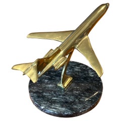 Boeing 727 Jumbo Jetliner / Avión Modelo de escritorio / Escultura de latón y mármol