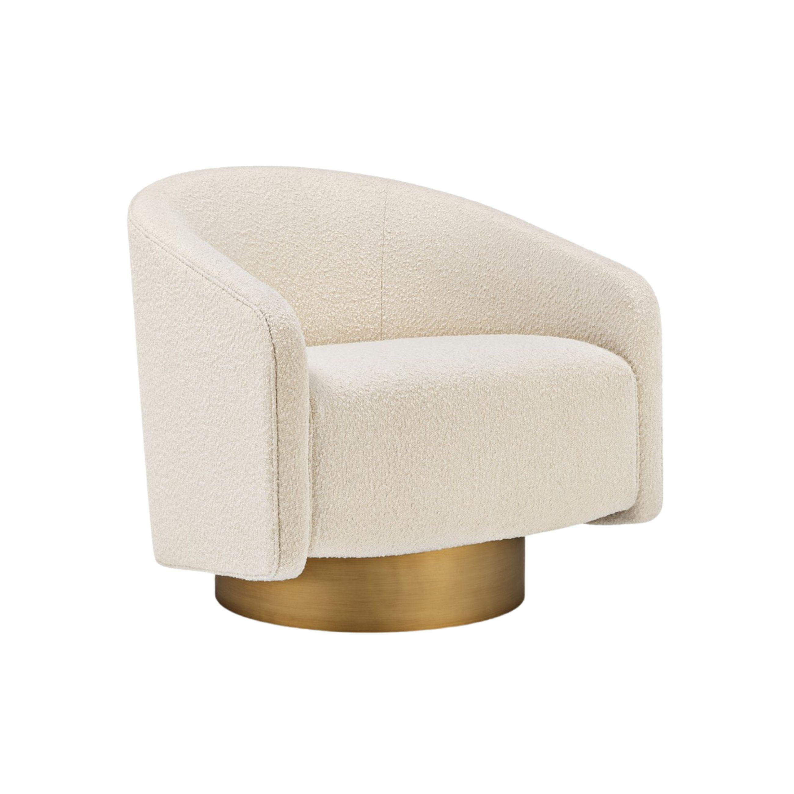 Portugais Fauteuil pivotant BOEMIA avec base en laiton antique en vente