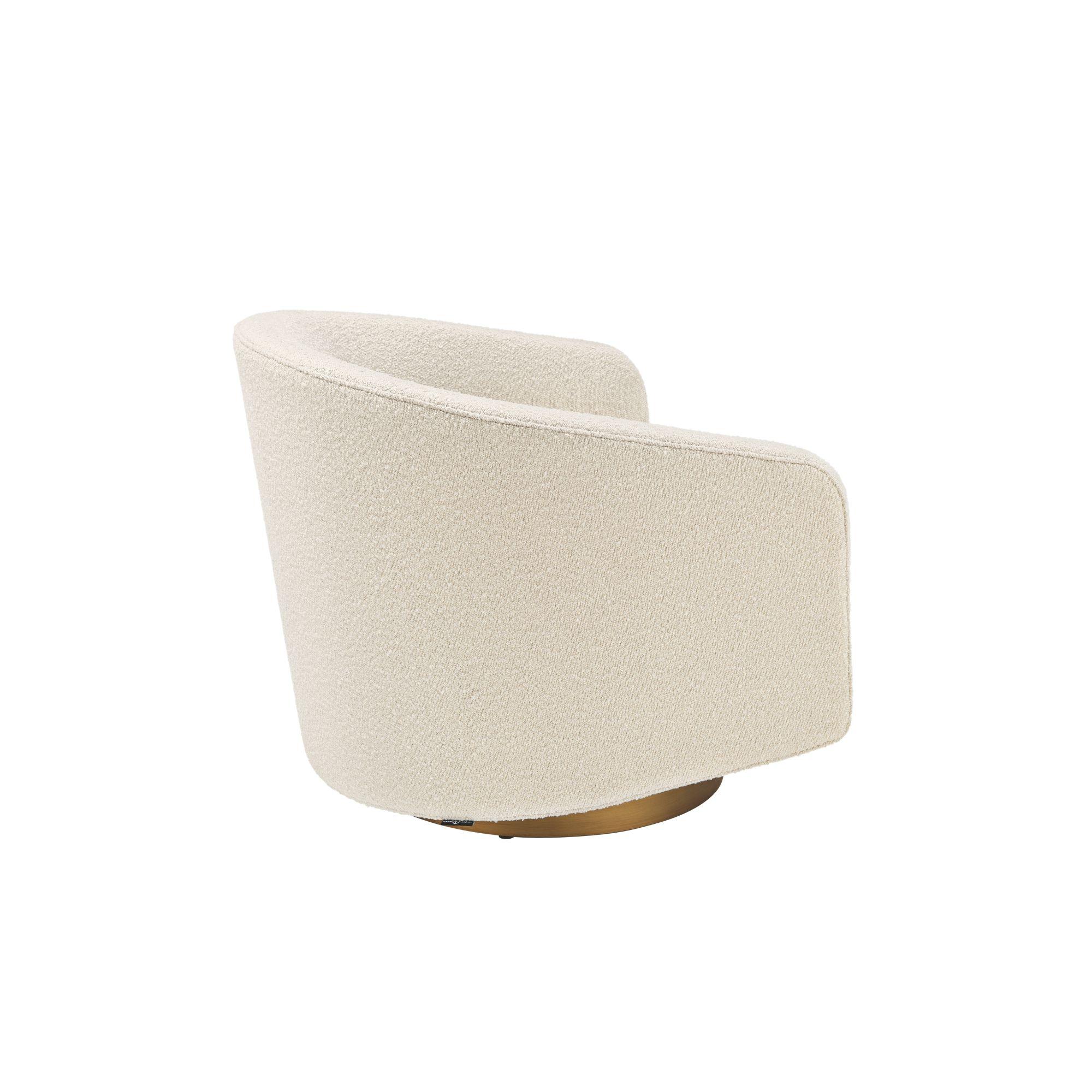 BOEMIA Swivel Armchair in Textured Beige and brass colored base In New Condition For Sale In Frazão, Porto