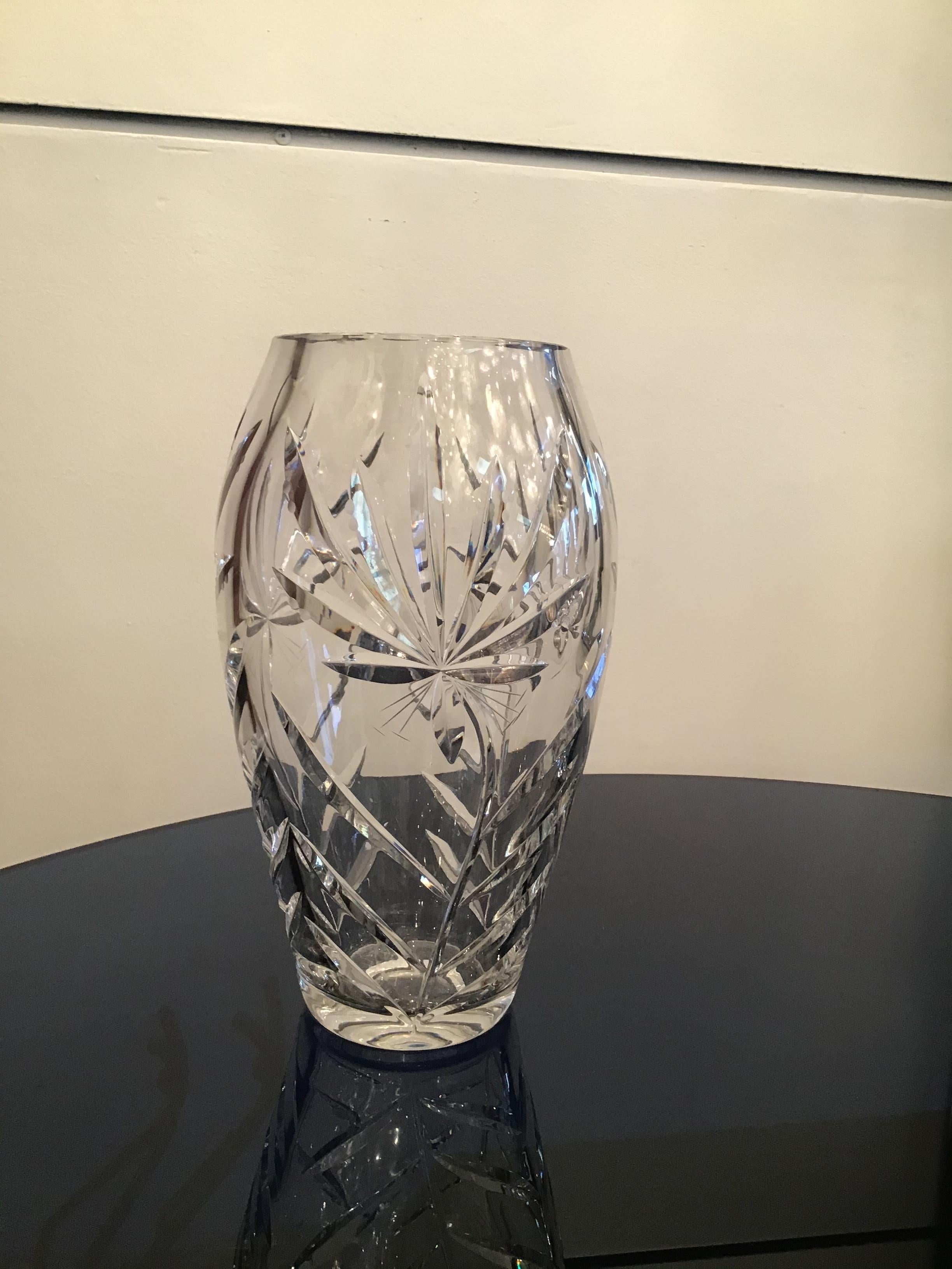 German Boemia Vase Lead Crystal 1940 Repubblica Ceca For Sale