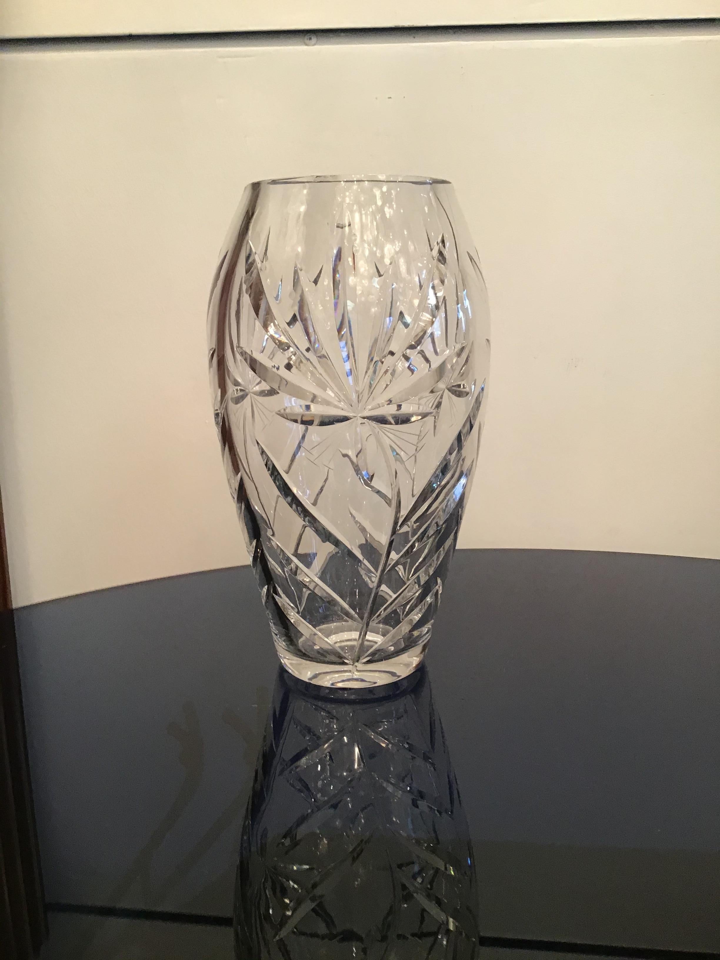 Mid-20th Century Boemia Vase Lead Crystal 1940 Repubblica Ceca For Sale