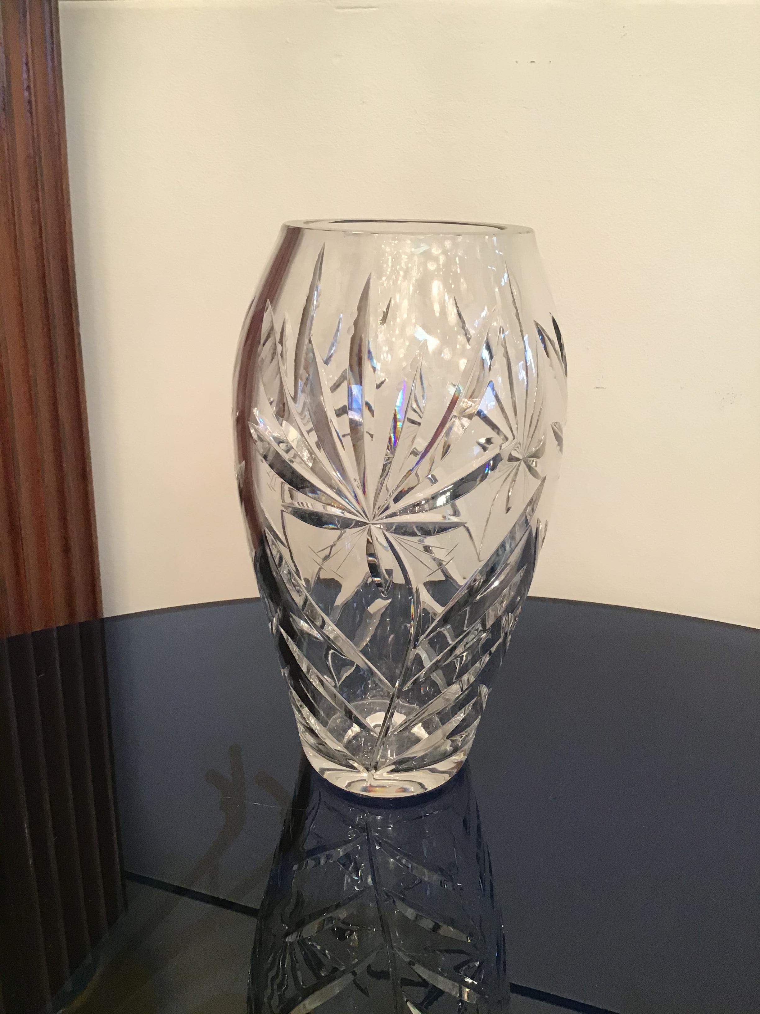 Glass Boemia Vase Lead Crystal 1940 Repubblica Ceca For Sale