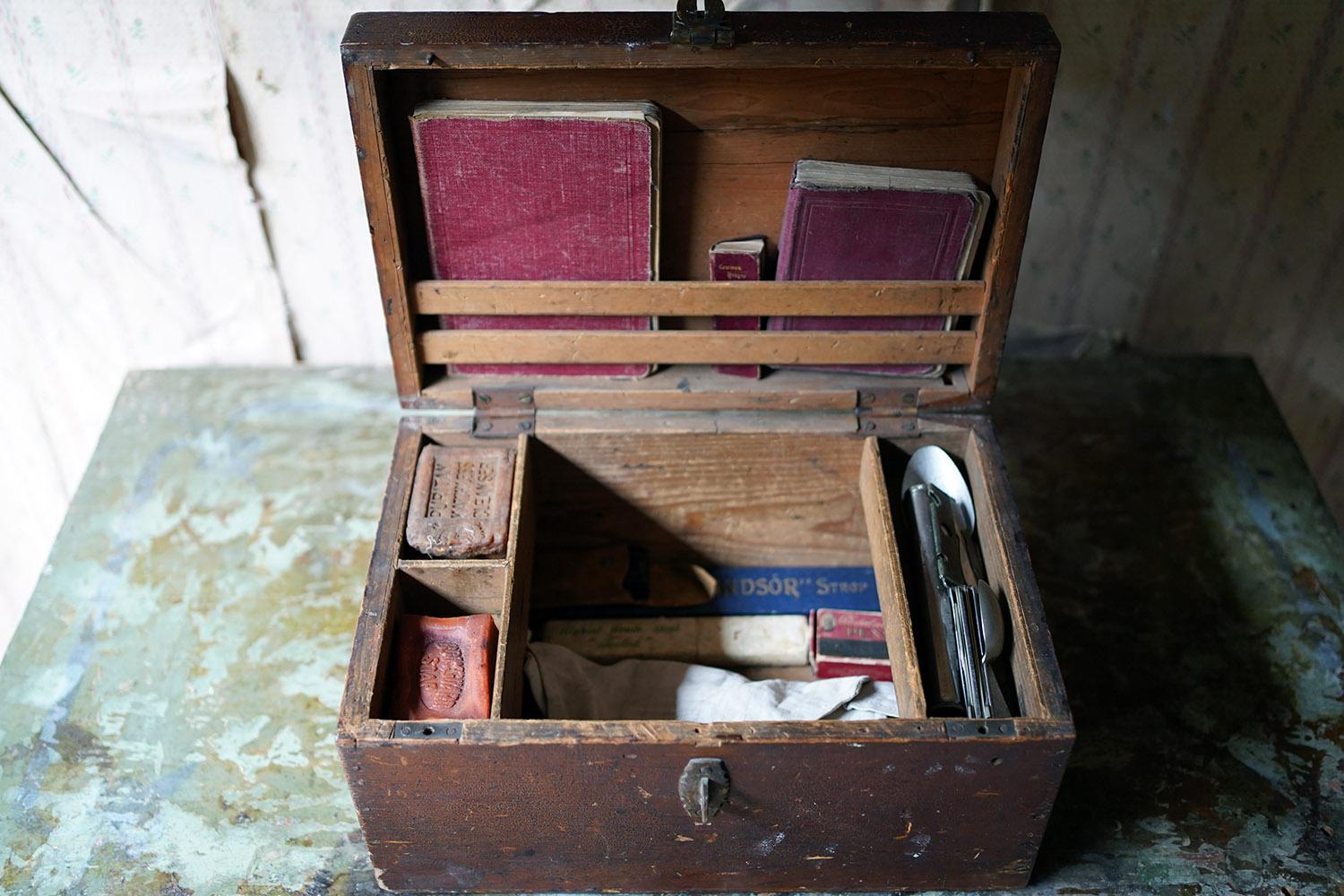 English Boer War Period Pine Officer’s Box & Artefacts, S.Shirley Royal Engineers c.1900