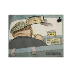 1961 Soviet Poster – Karandash “Taxi Driver Takes Tips”