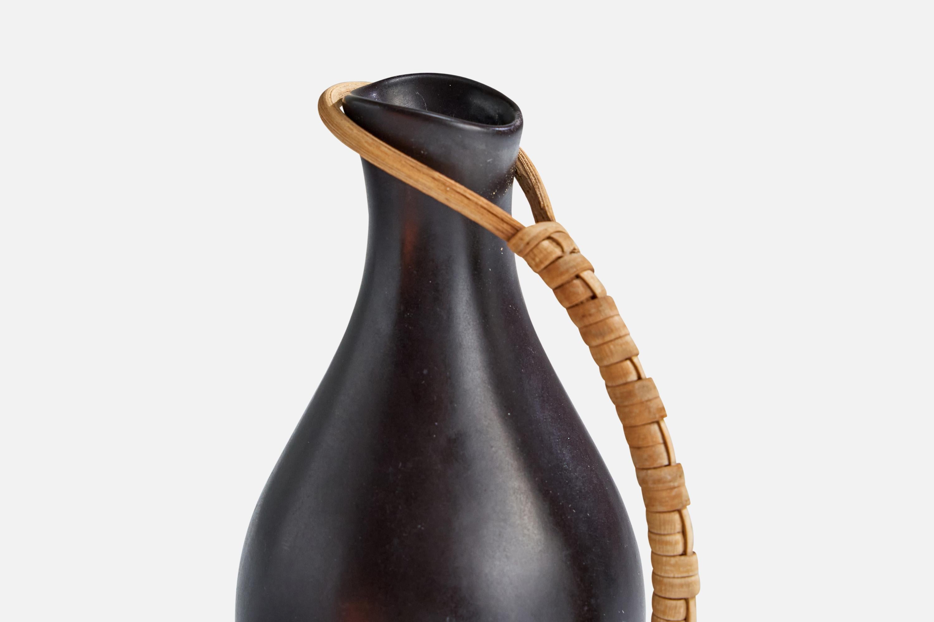 Mid-20th Century Bofa Keramik, Miniature Pitchers, Ceramic, Rattan, Denmark, 1960s For Sale