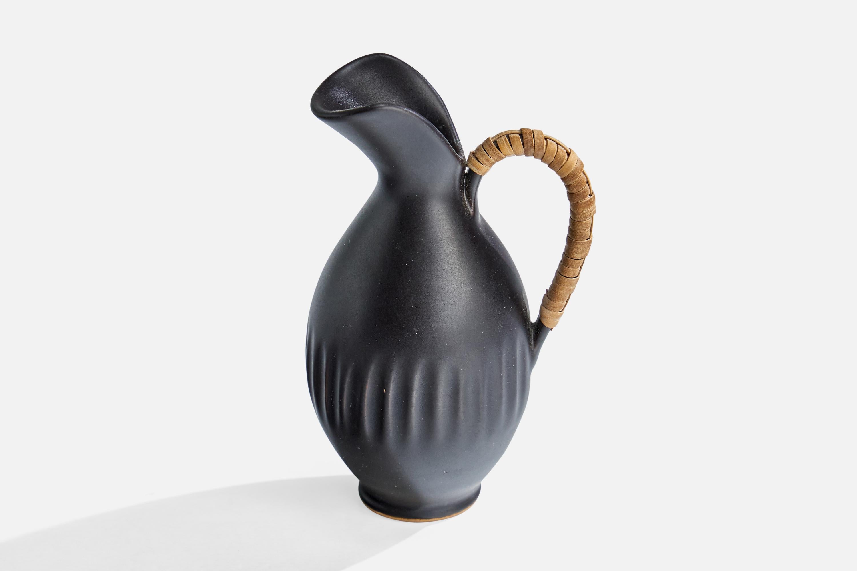 Bofa Keramik, Miniature Pitchers, Ceramic, Rattan, Denmark, 1960s For Sale 2